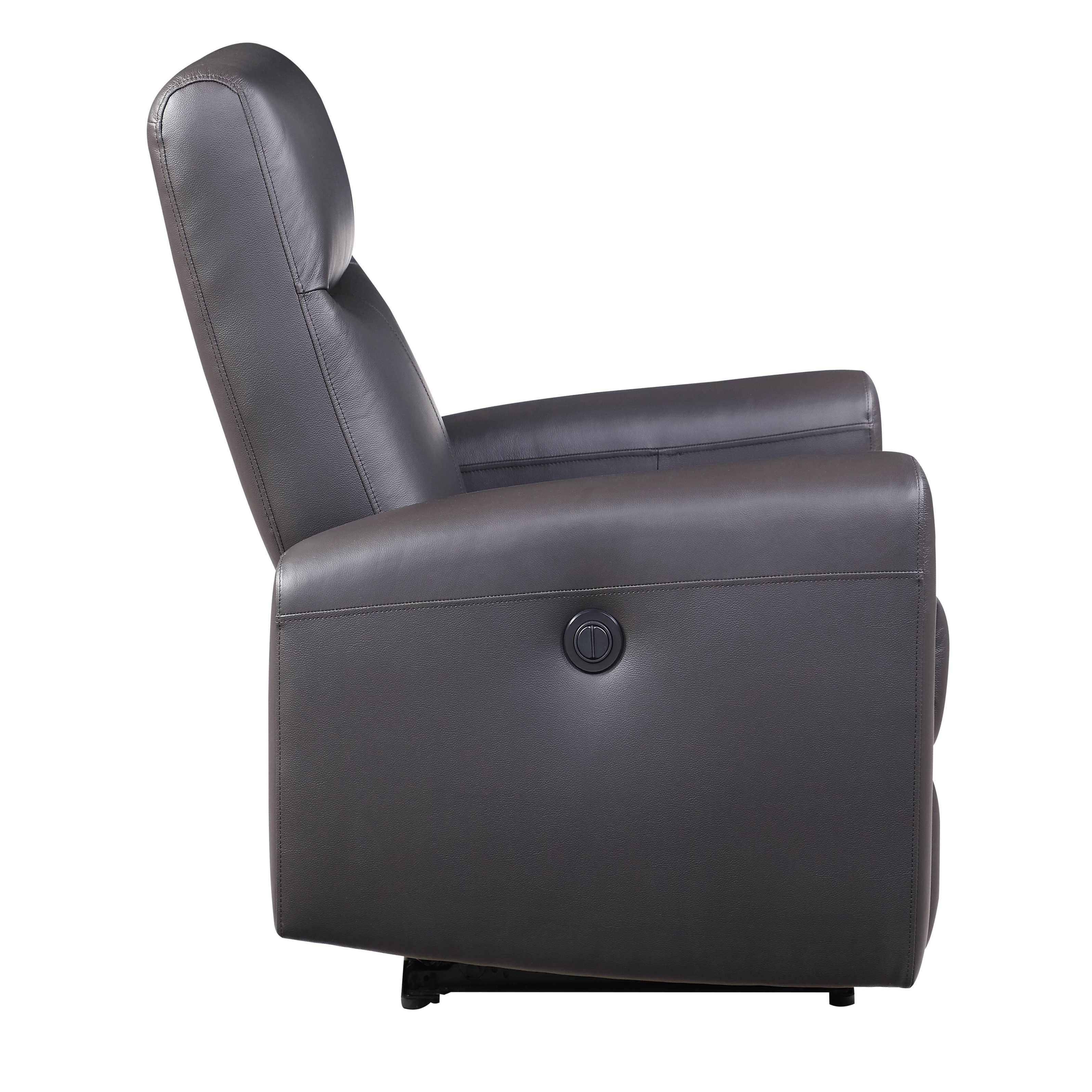 Brown Power Recliner with Square Armrest