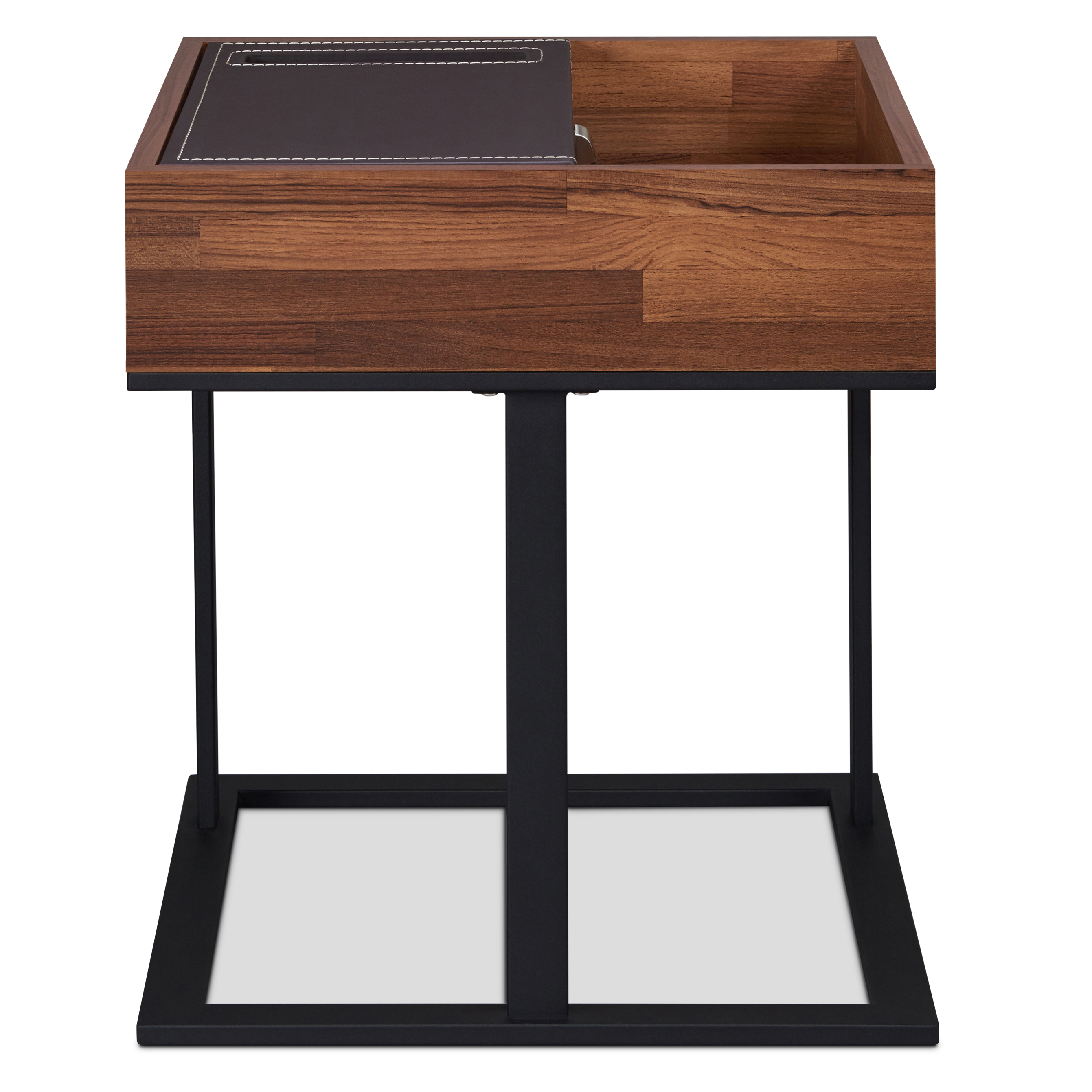 Walnut and Sandy Black Accent Table with Storage