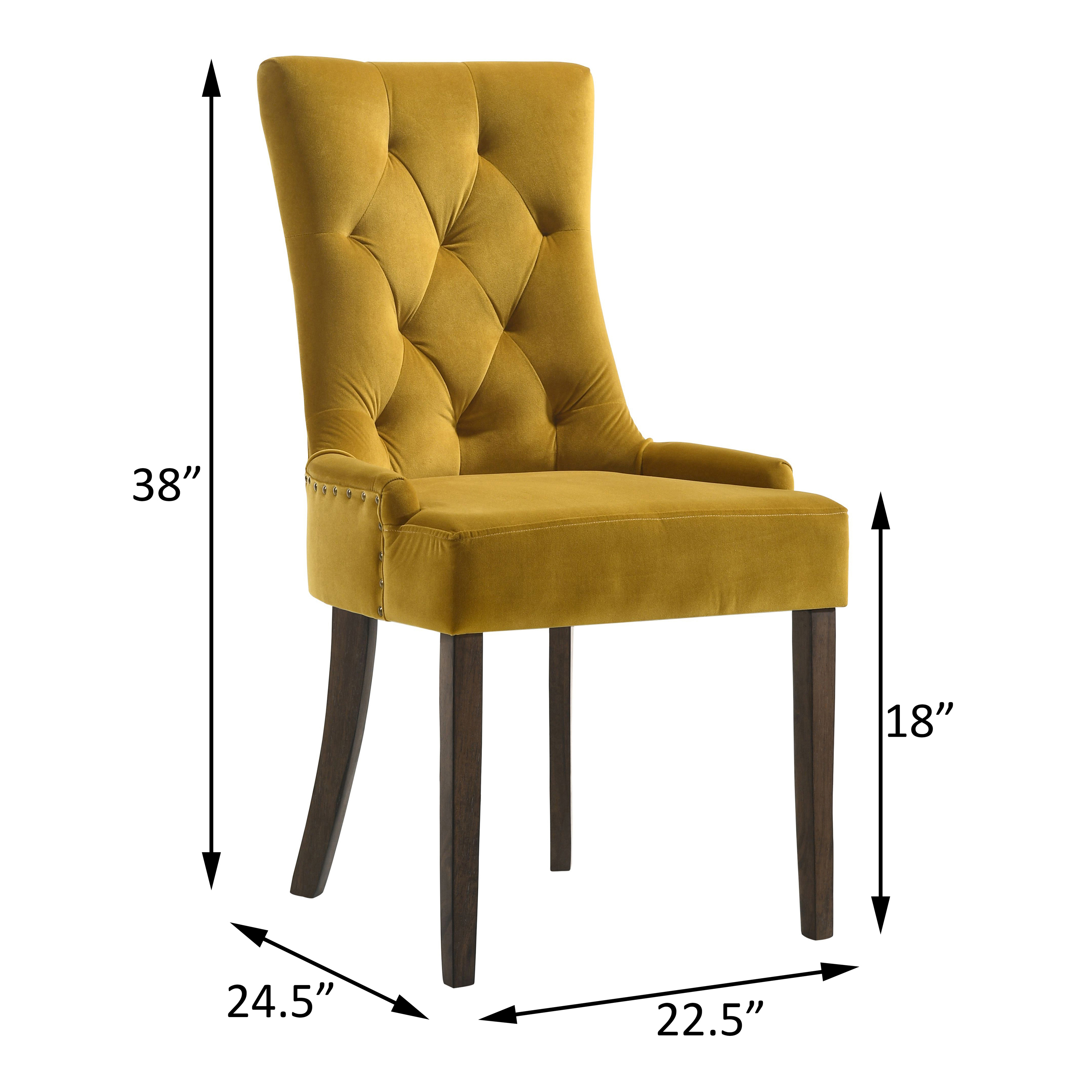 Yellow and Espresso Tufted Back Side Chairs (Set of 2)