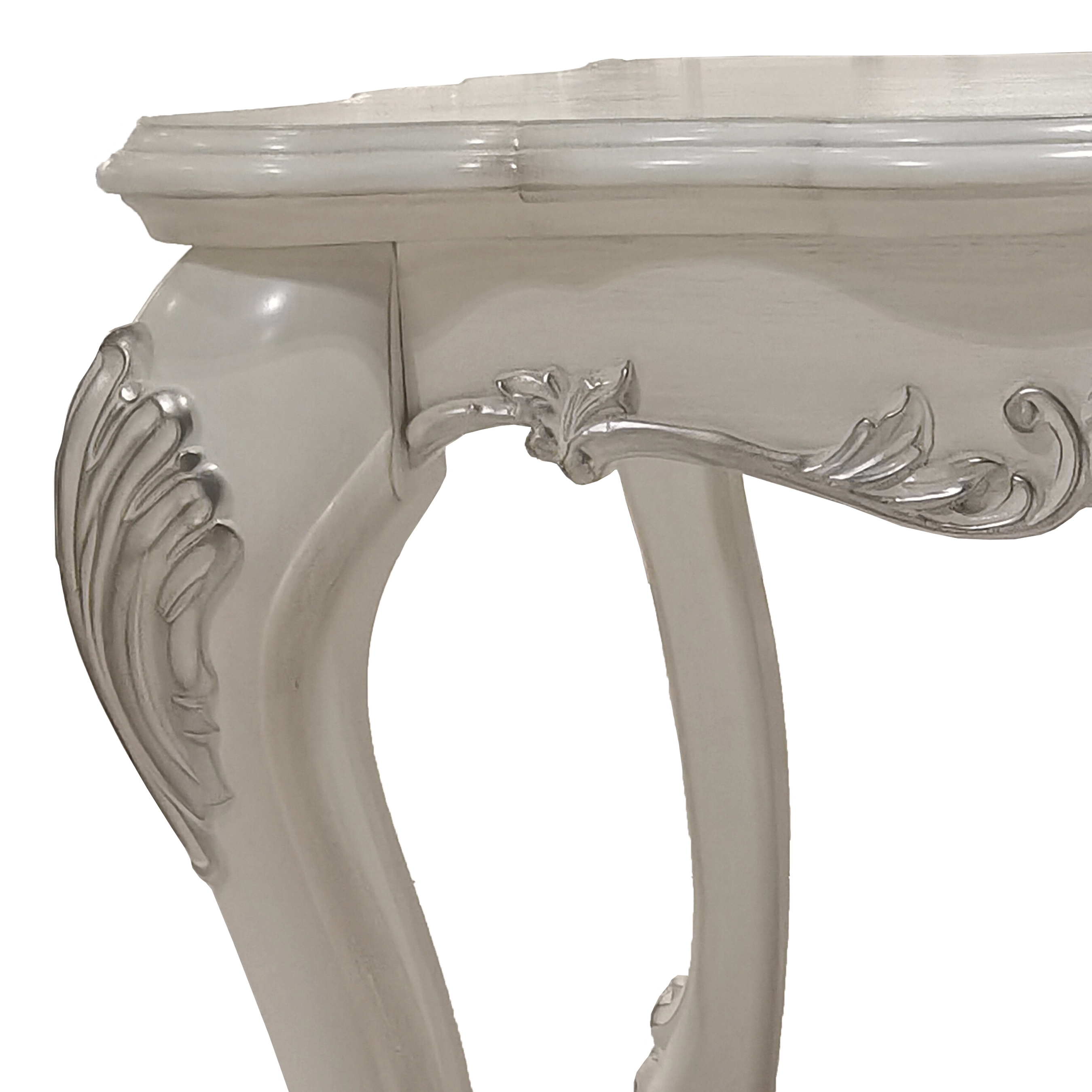 Bone White End Table with Claw Leg