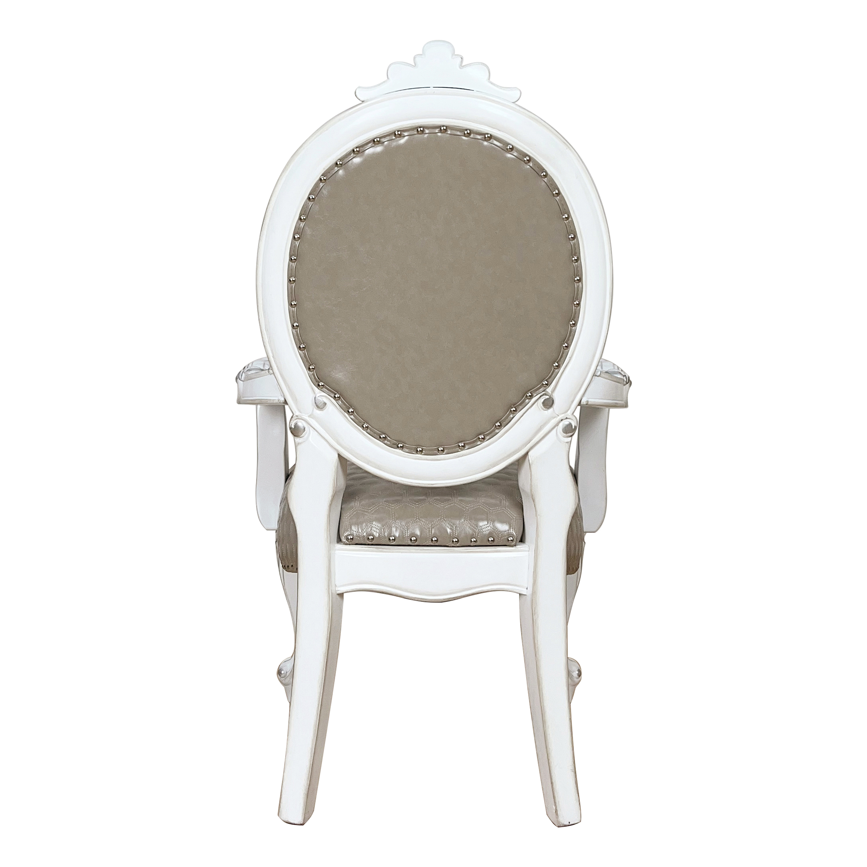 Taupe and Bone White Arm Chair with Nailhead Trim (Set of 2)