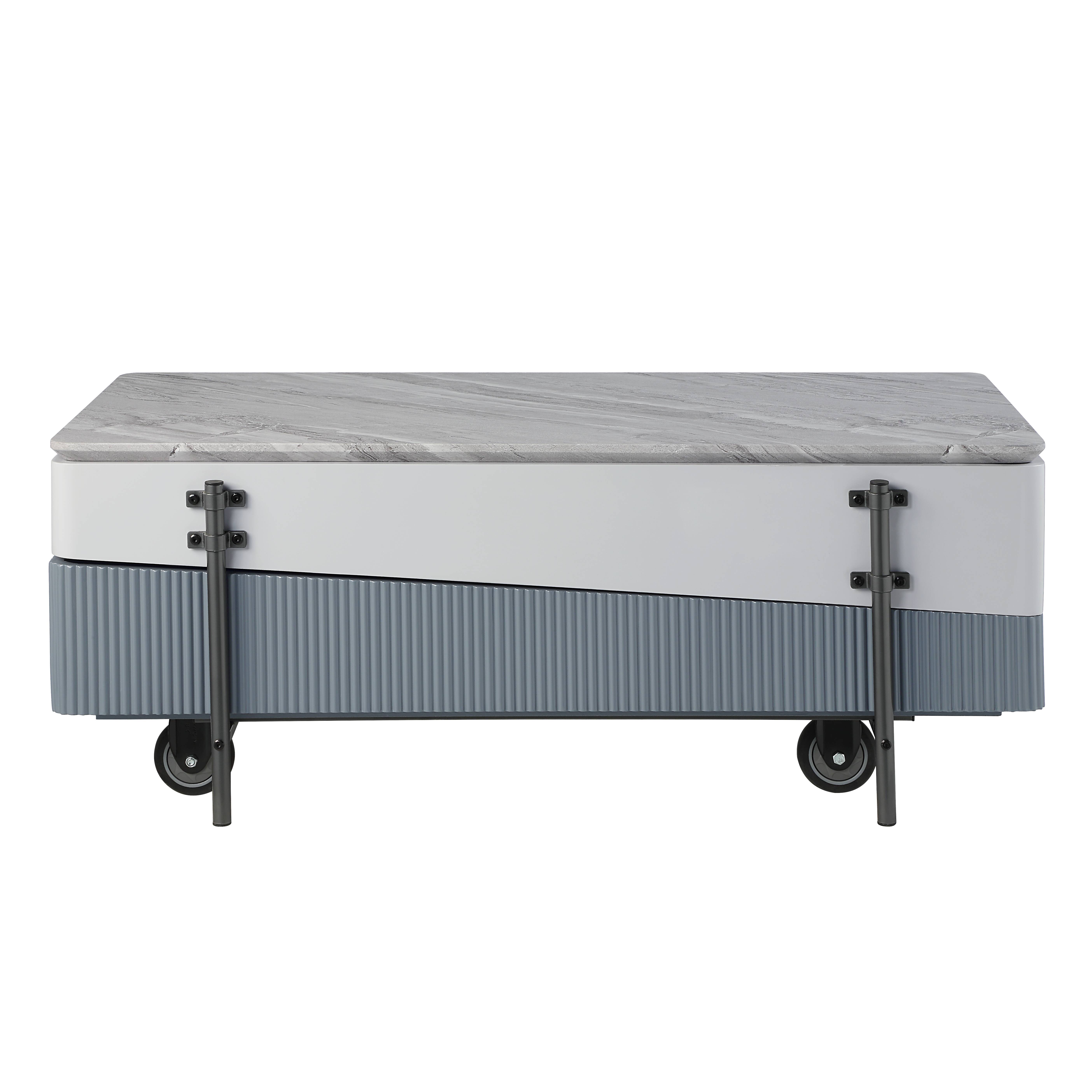 Grey and White High Gloss Coffee Table with Lift Top