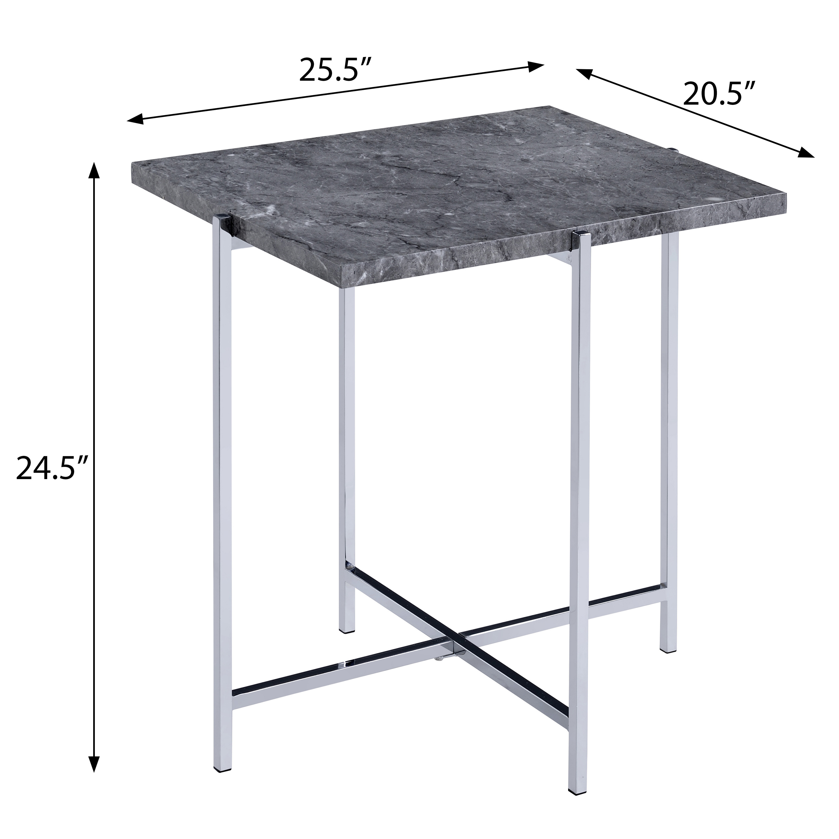 Grey and Chrome Rectangle End Table