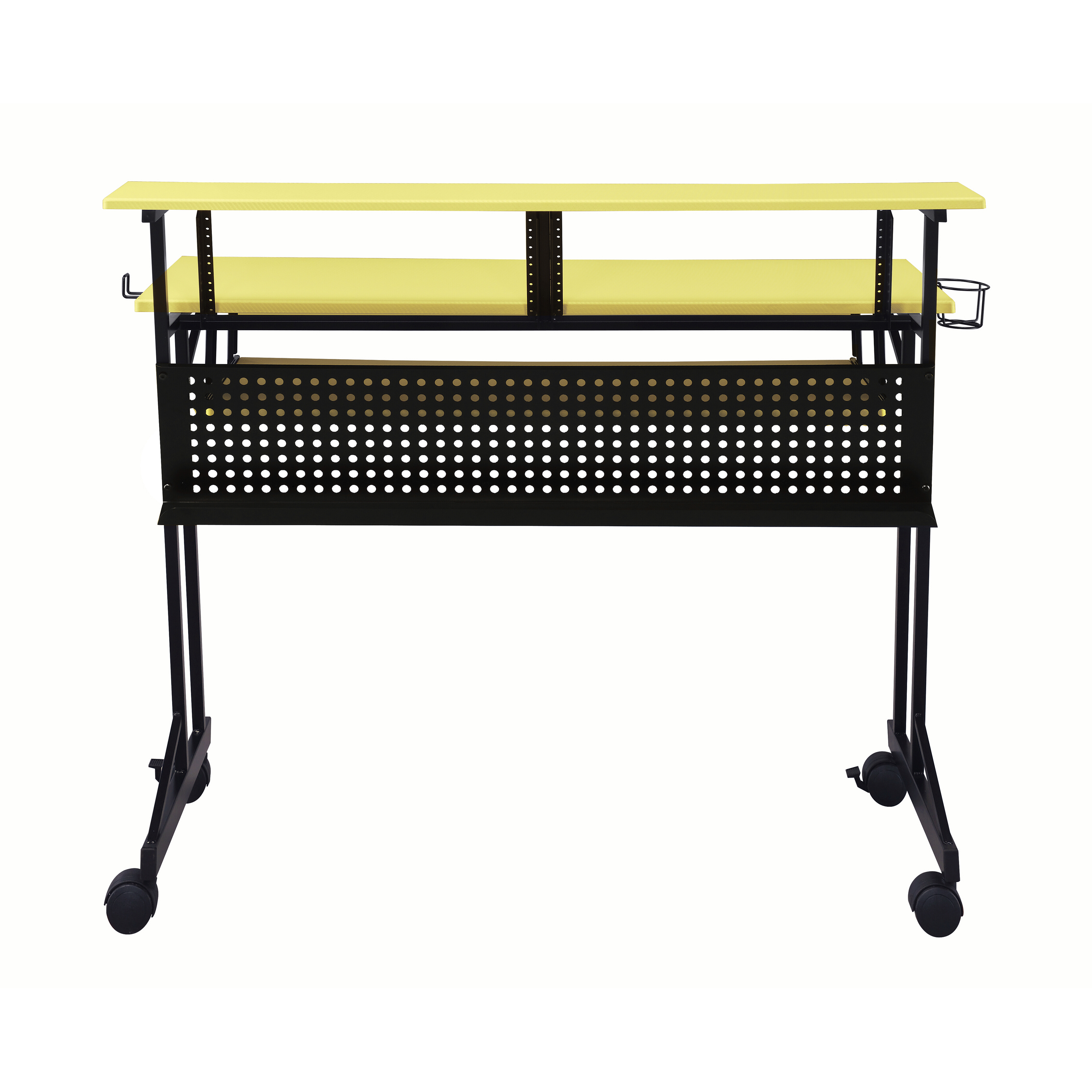 Yellow and Black Music Studio Desk with Keyboard Tray