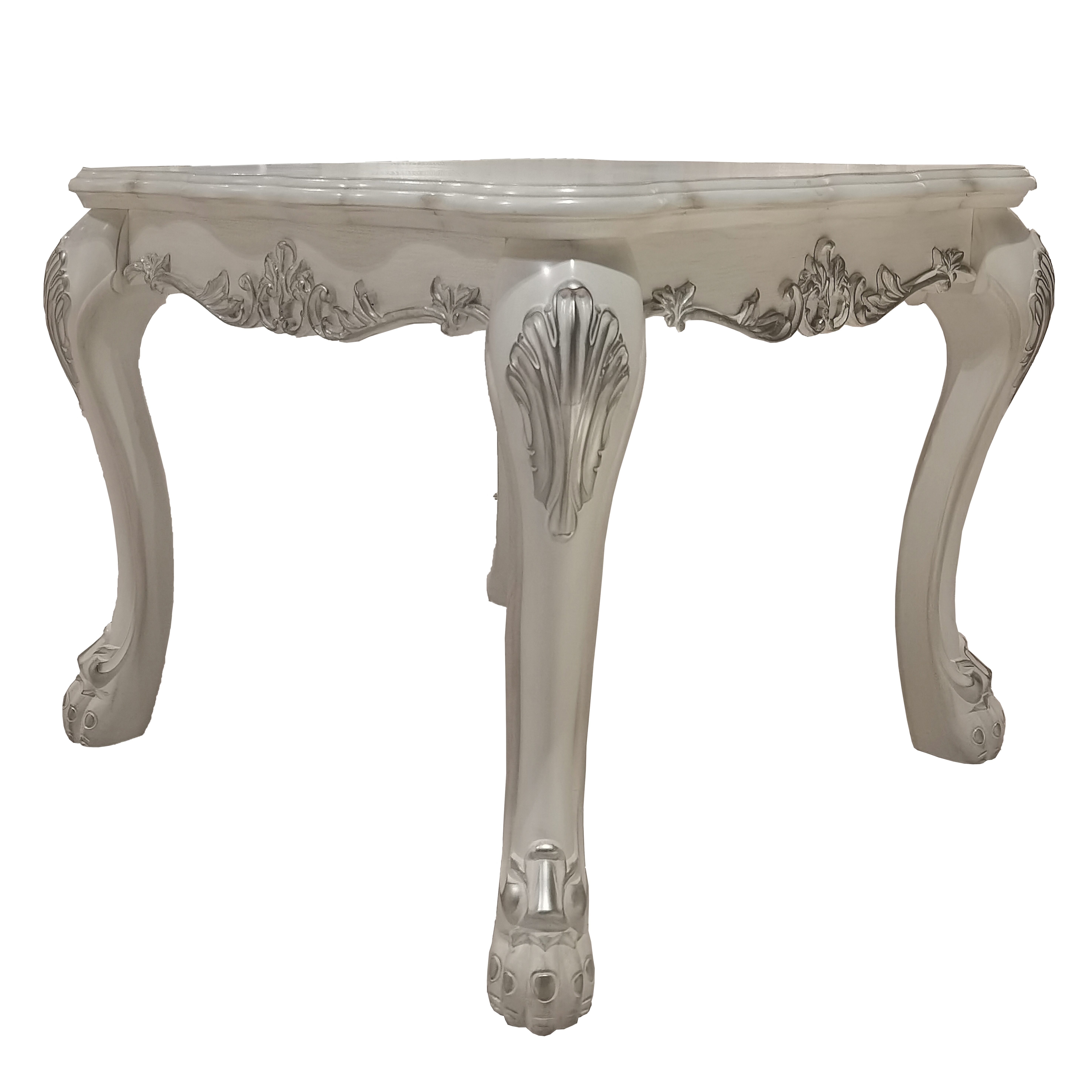 Bone White End Table with Claw Leg