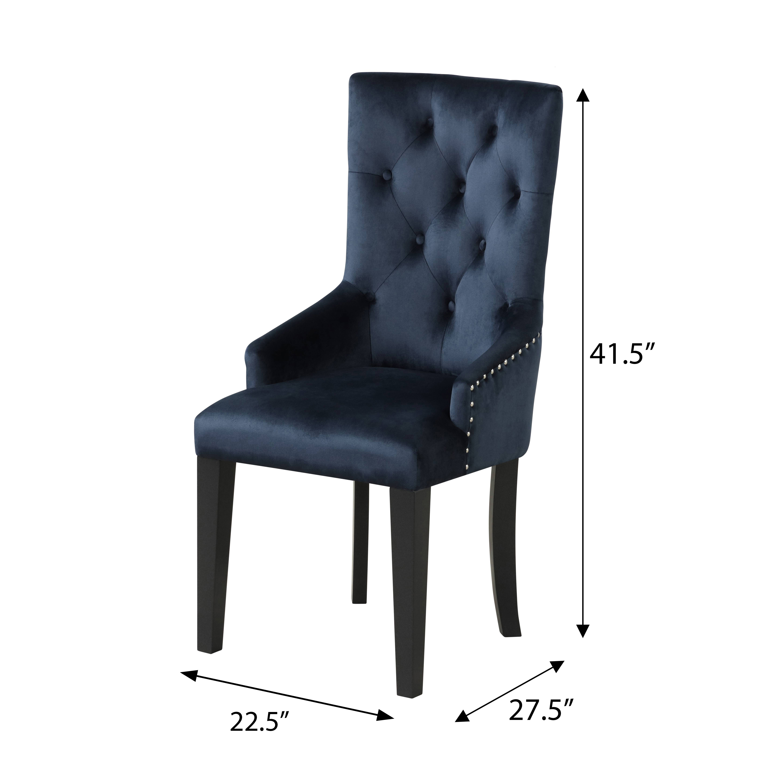 Dark Navy and Black Tufted Back Arm Chair