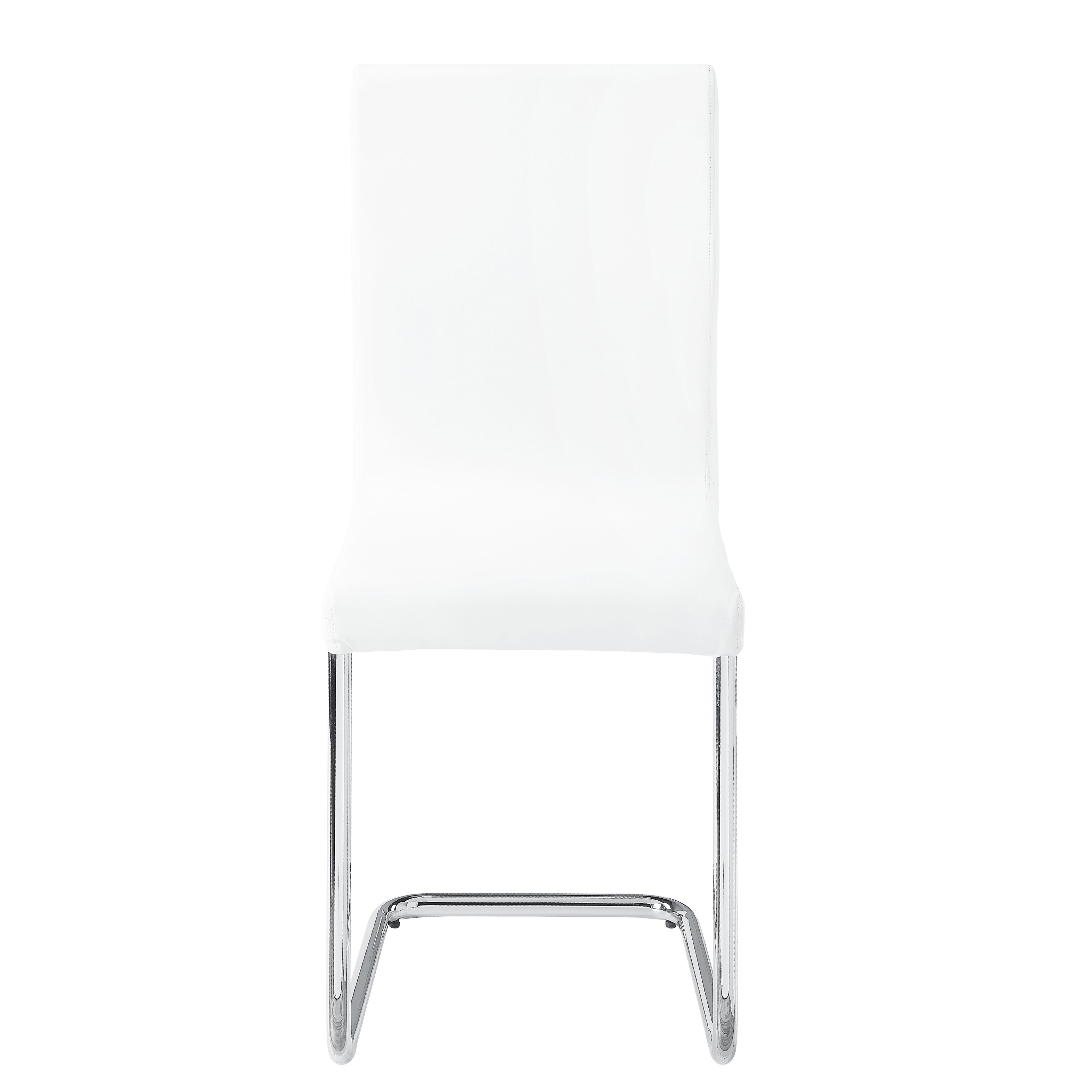 White and Chrome Side Chairs with Metal Sled Base (Set of 2)