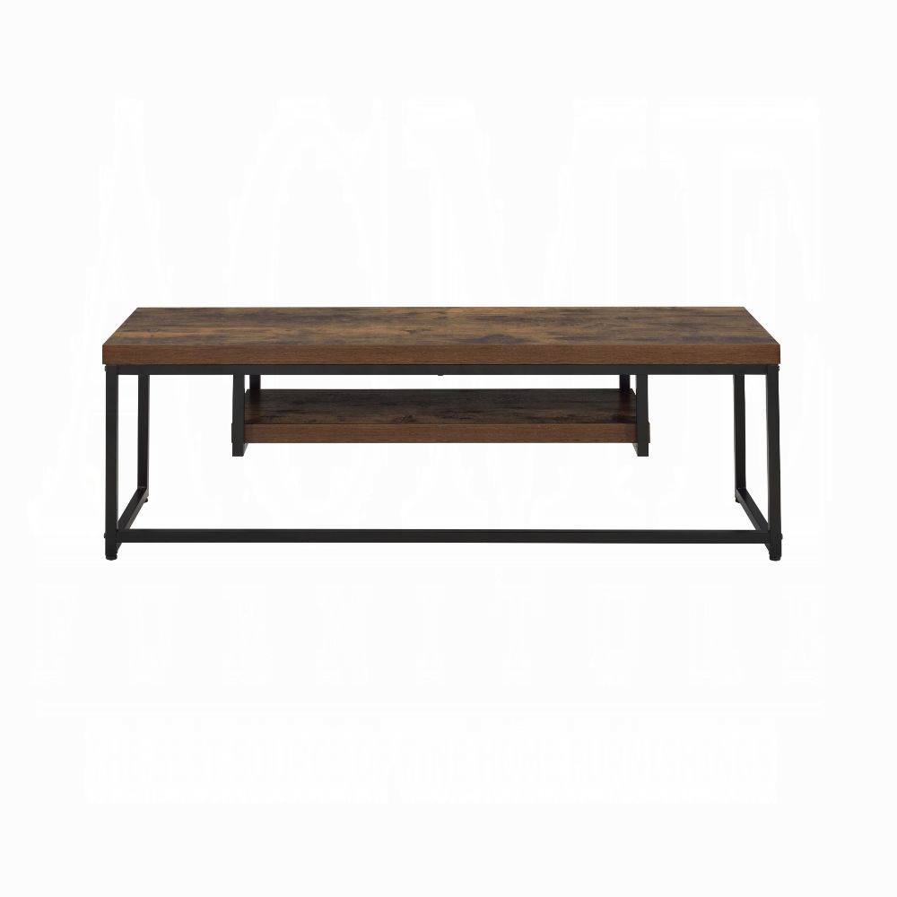 Weathered Oak and Black TV Stand with 1-Shelf