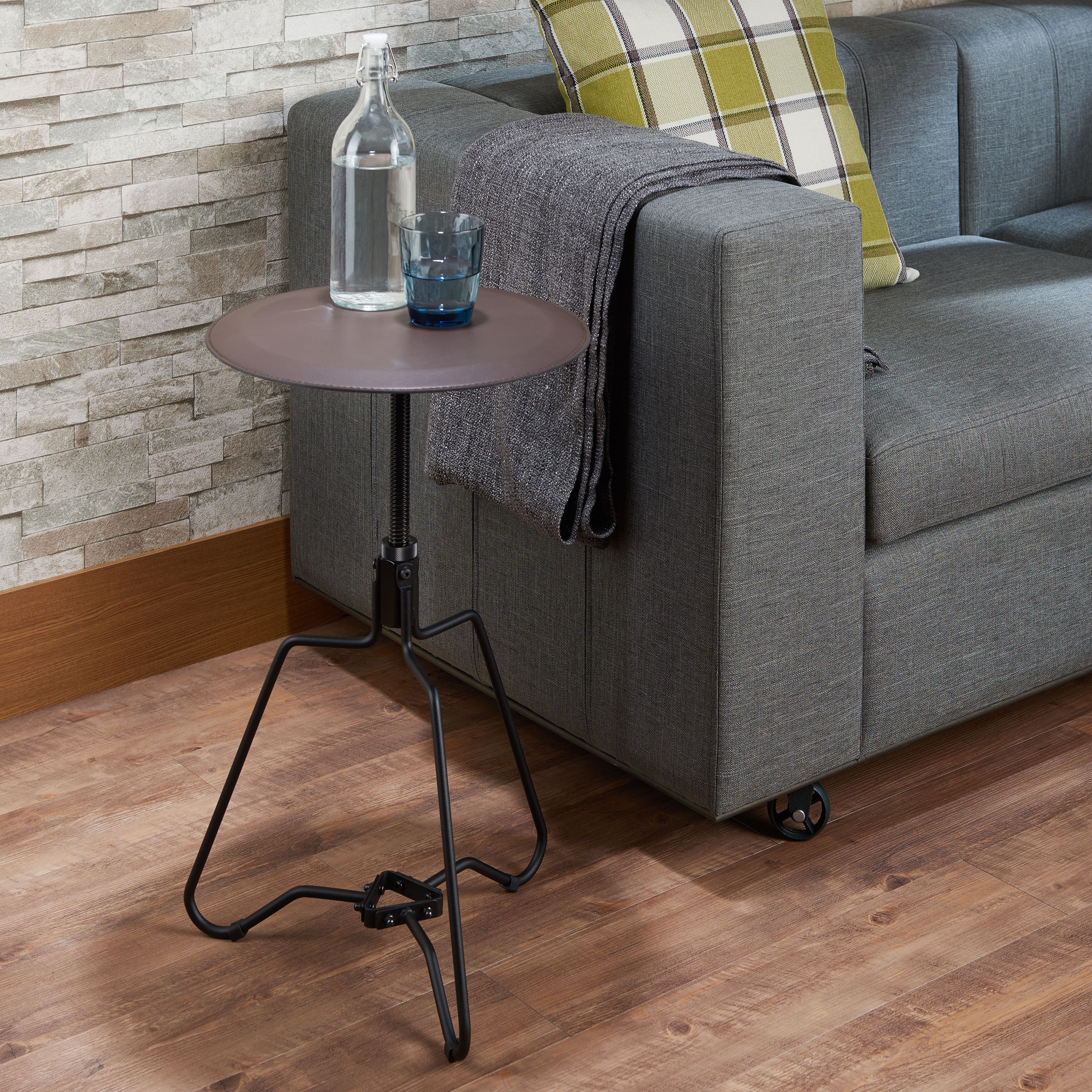 Espresso and Sandy Black End Table with Adjustable Height Top