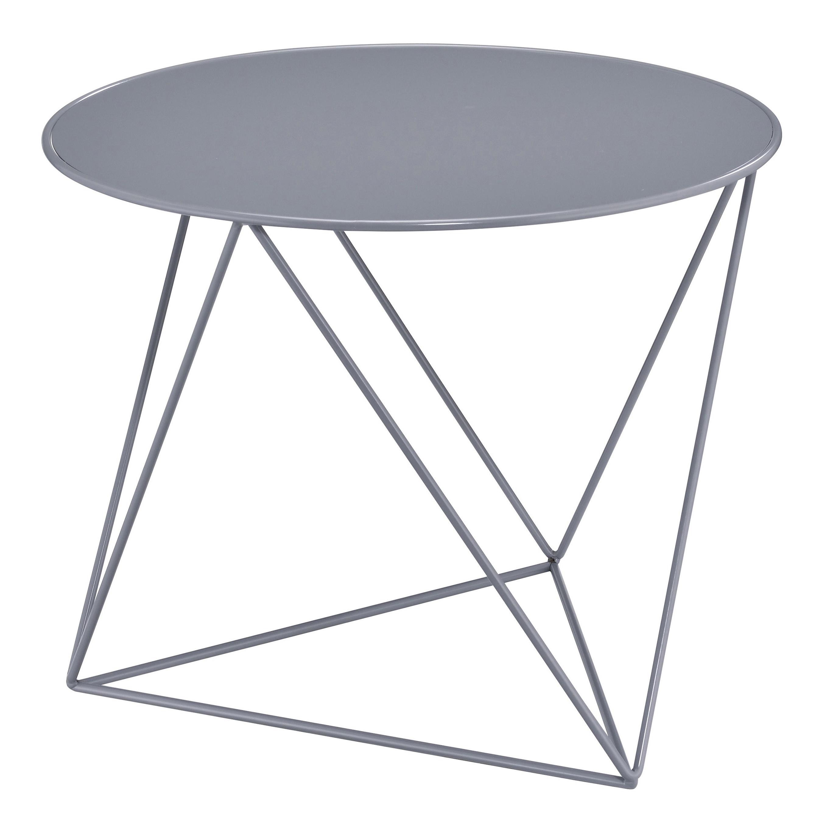 Grey Geometric Metal Base Accent Table