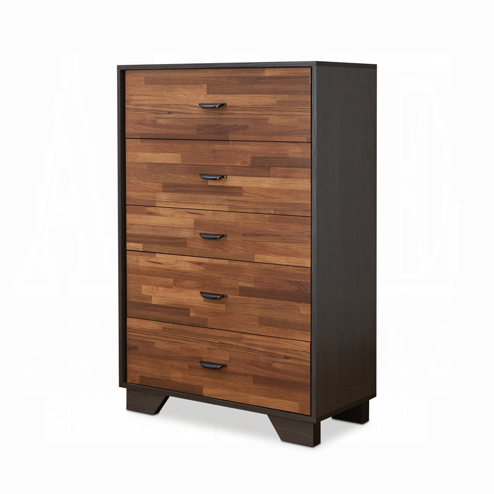 Walnut and Espresso 5-Drawer Chest