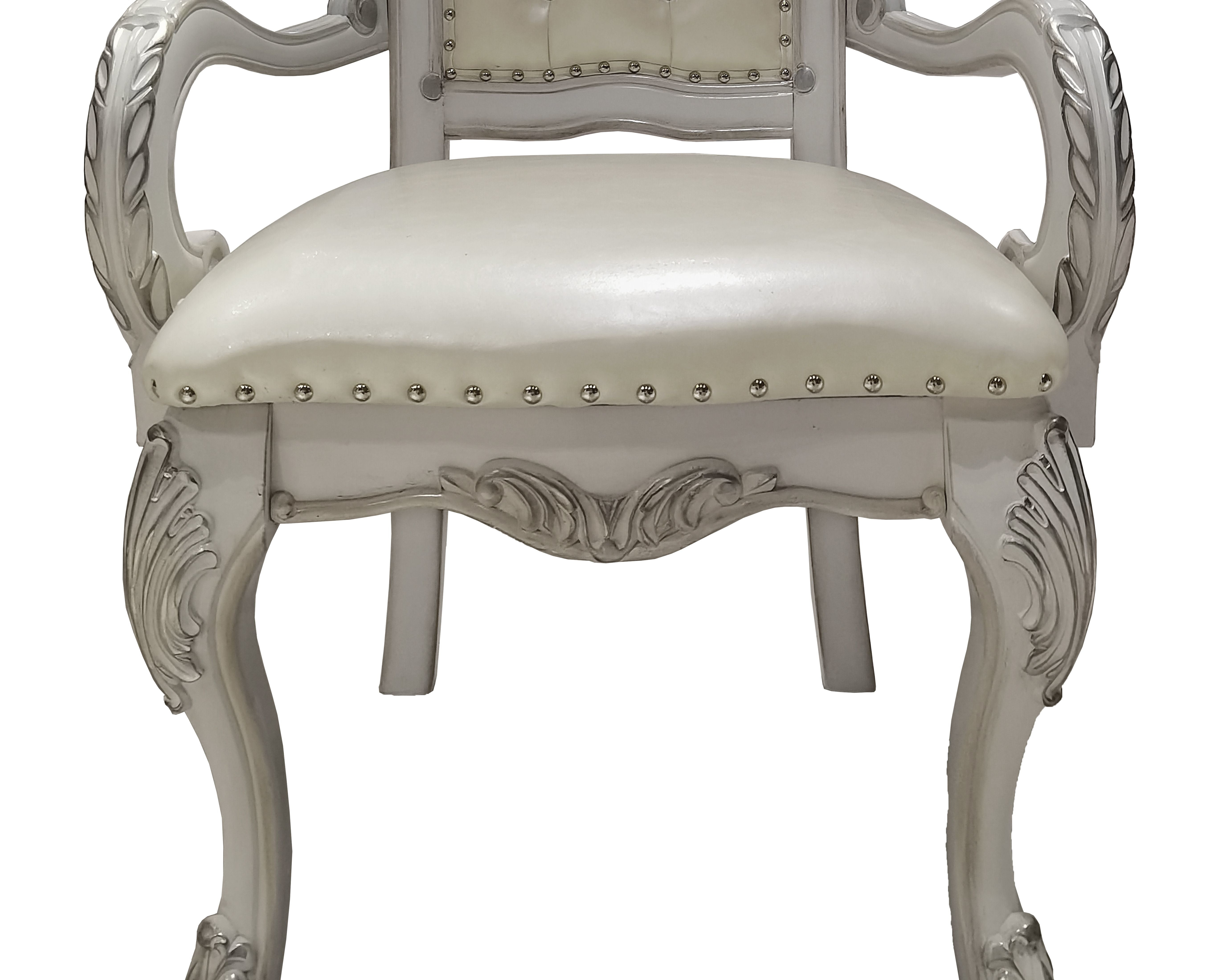 Ivory and Bone White Tufted Arm Chair (Set of 2)