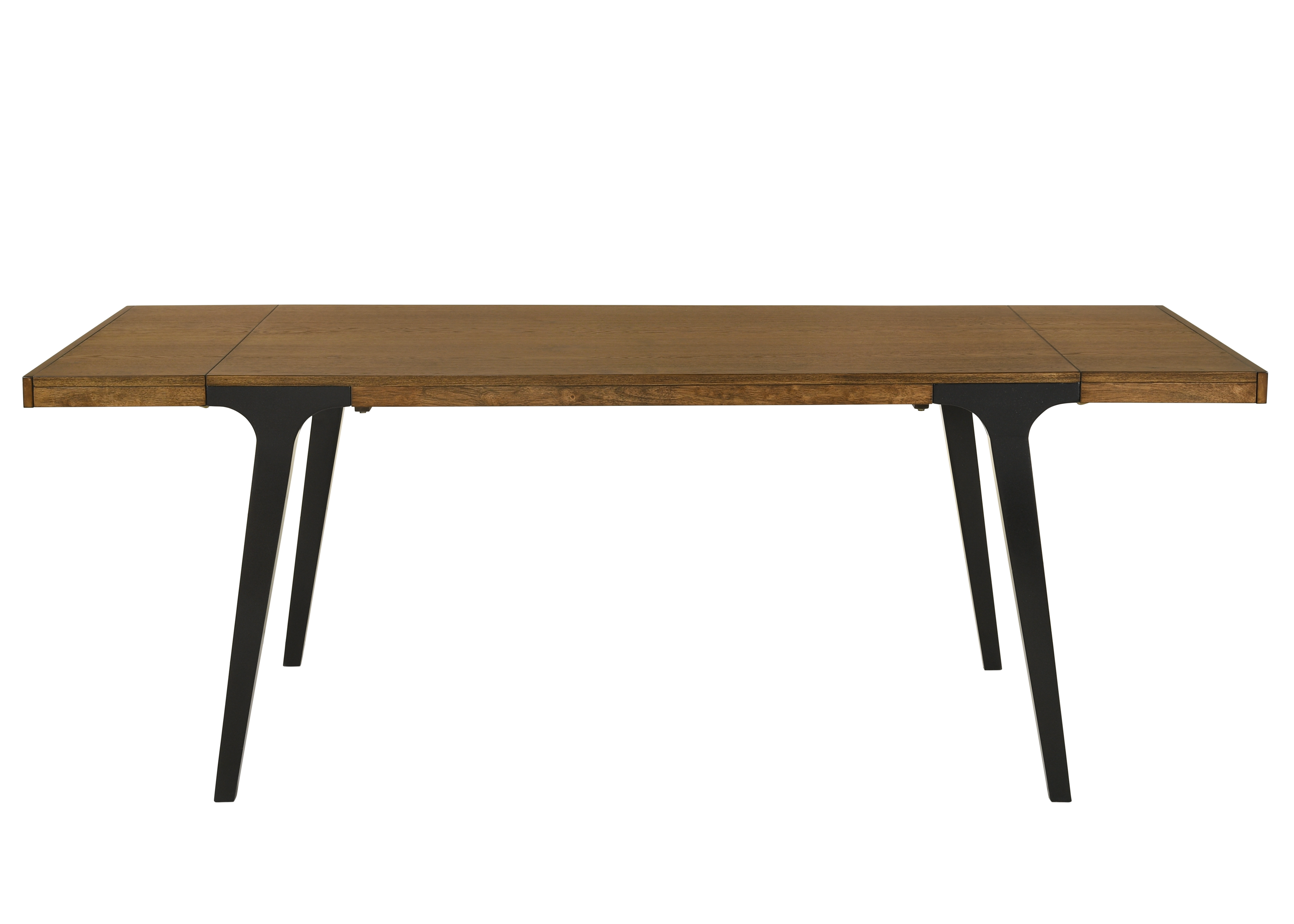 Walnut and Black Extendable Dining Table with 2 Leaf