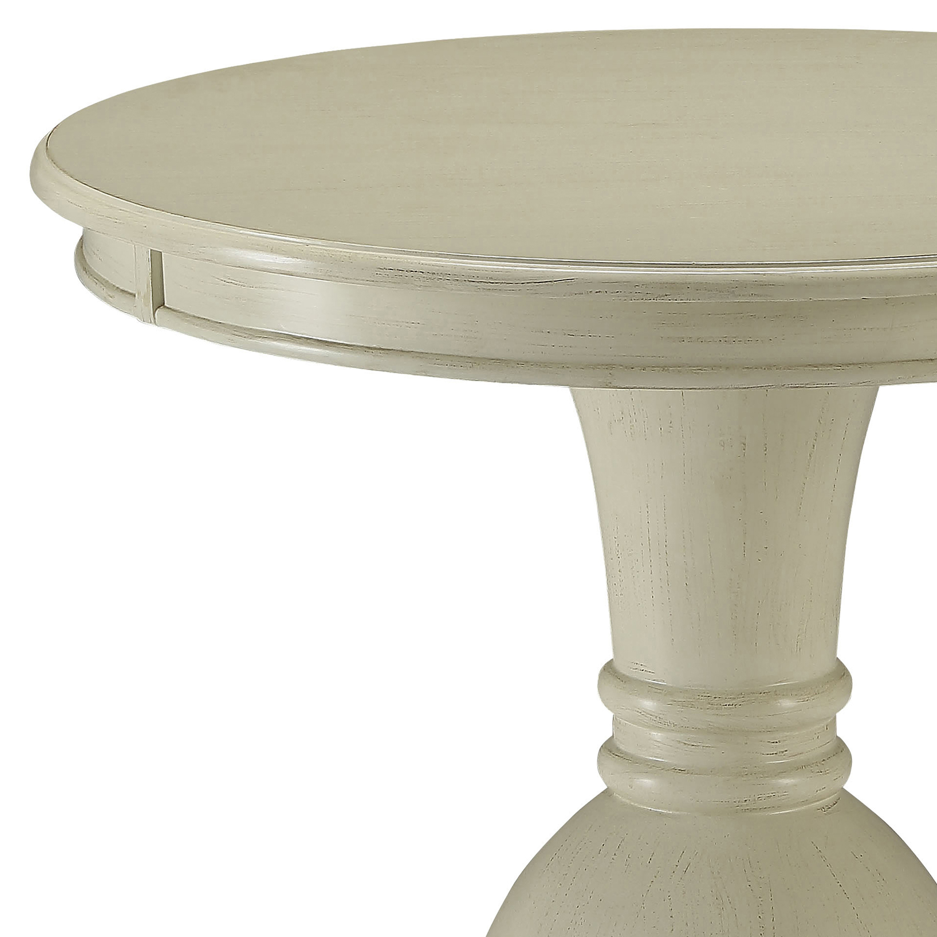 Antique White Accent Table with Pedestal Base