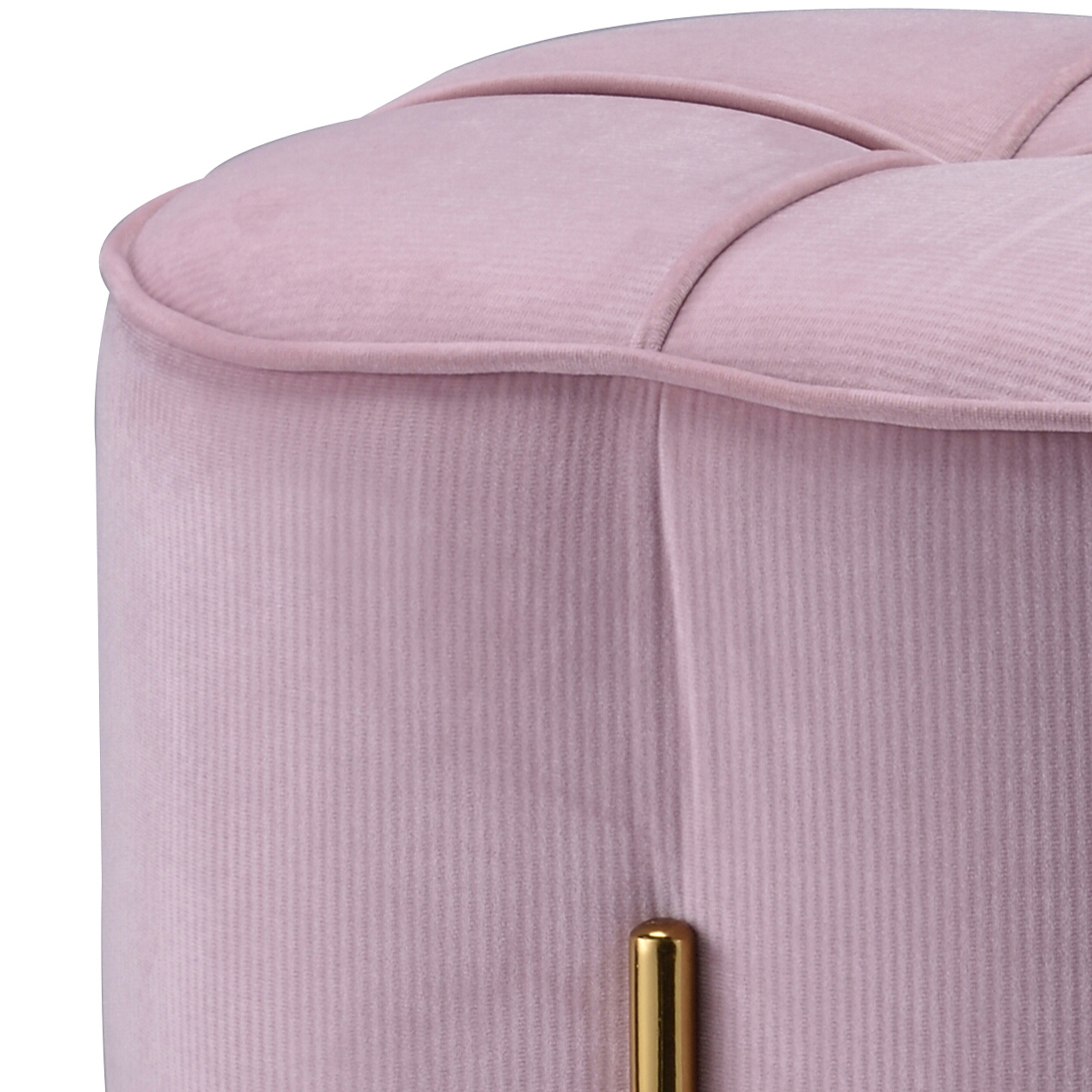 Blush Pink and Gold Round Ottoman