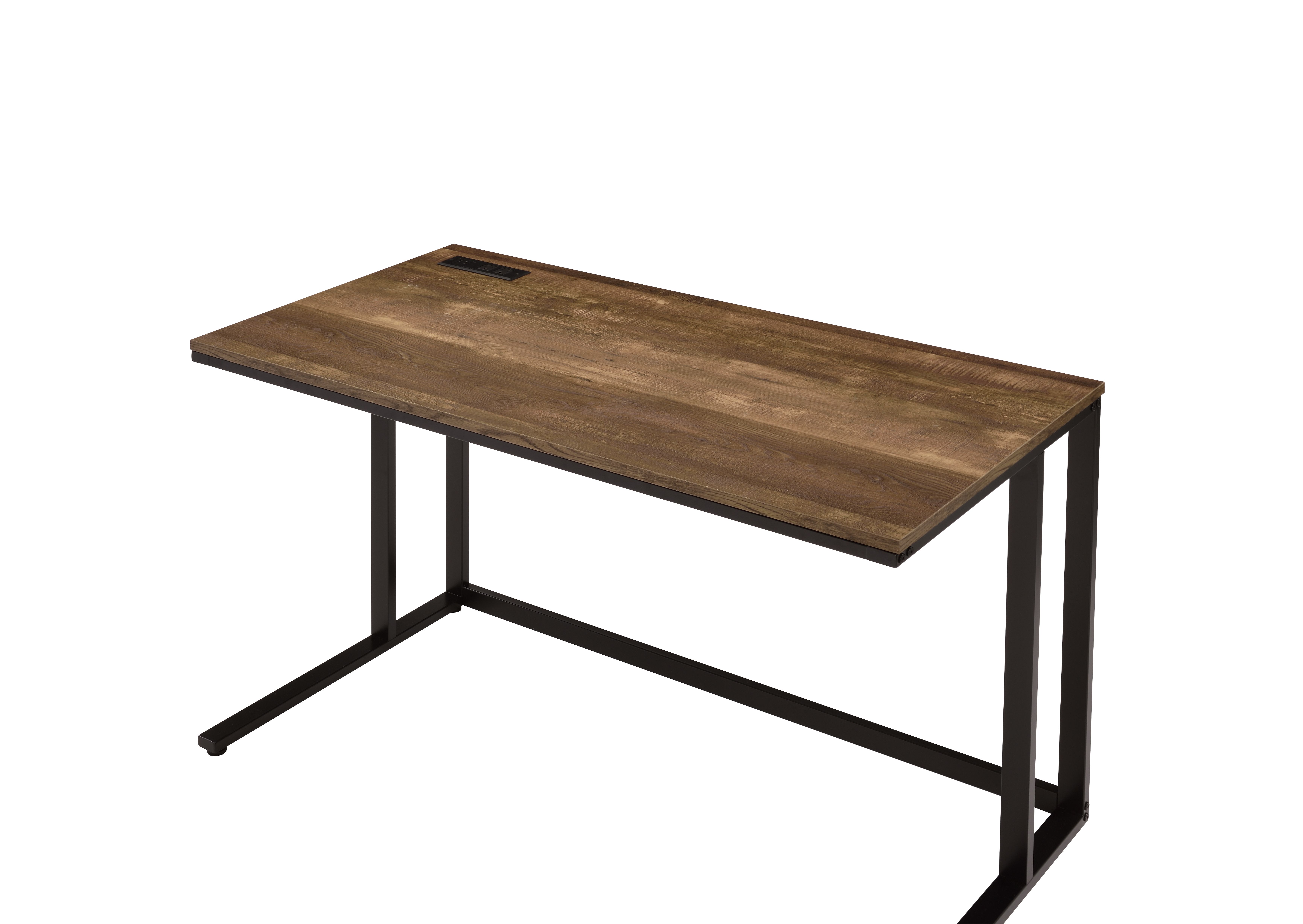 Walnut and Black Writing Desk with USB Port