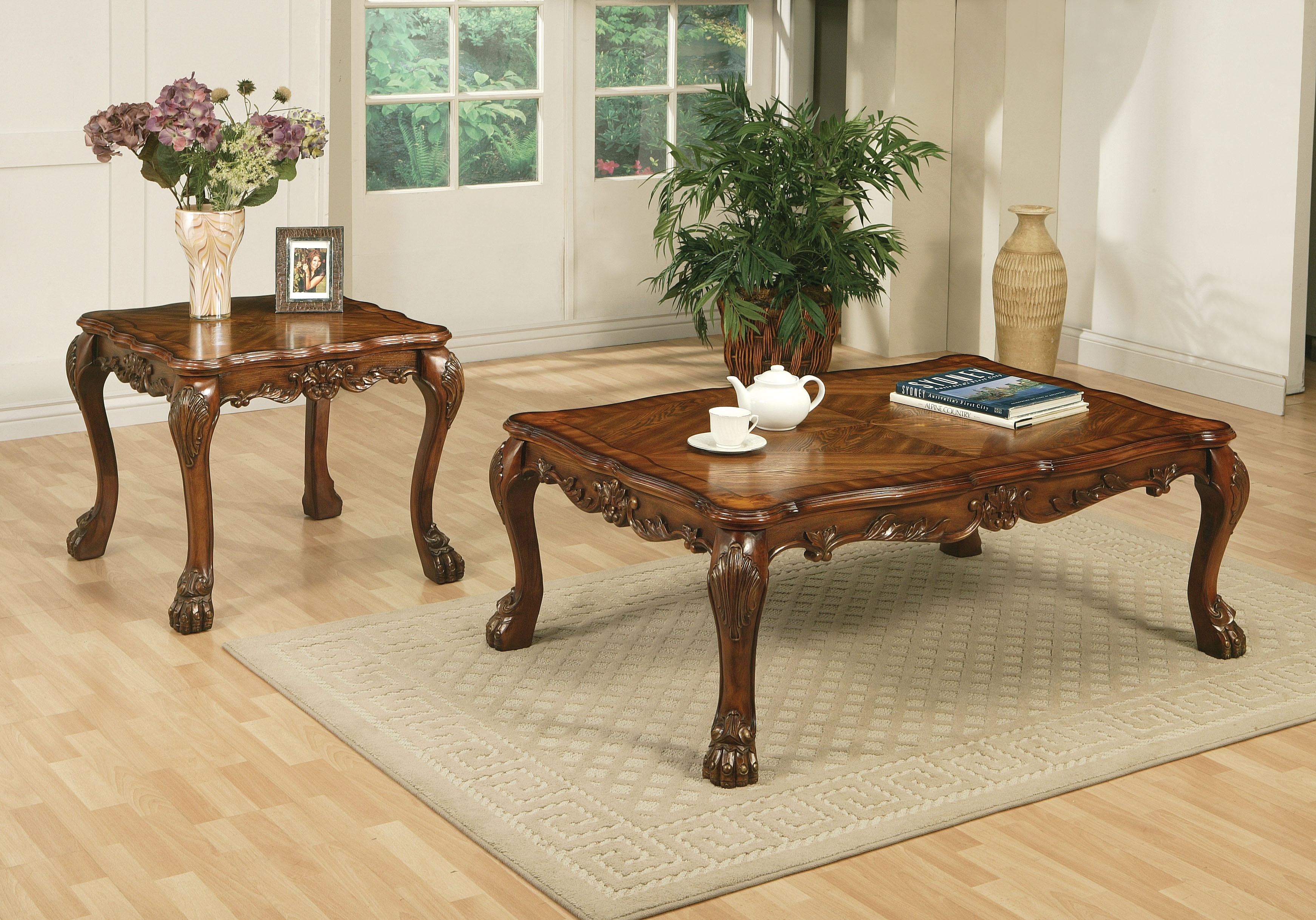 Cherry Oak Coffee Table with Claw Leg