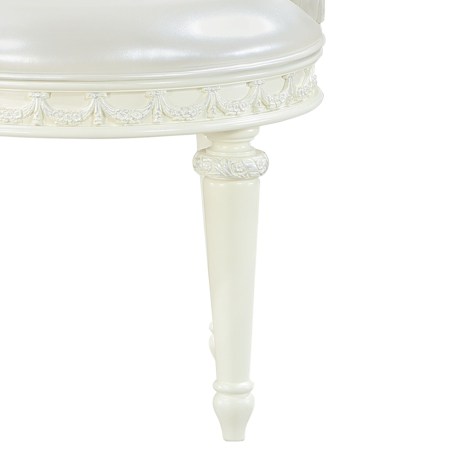 Ivory Swivel Vanity Chair with Tufted Back