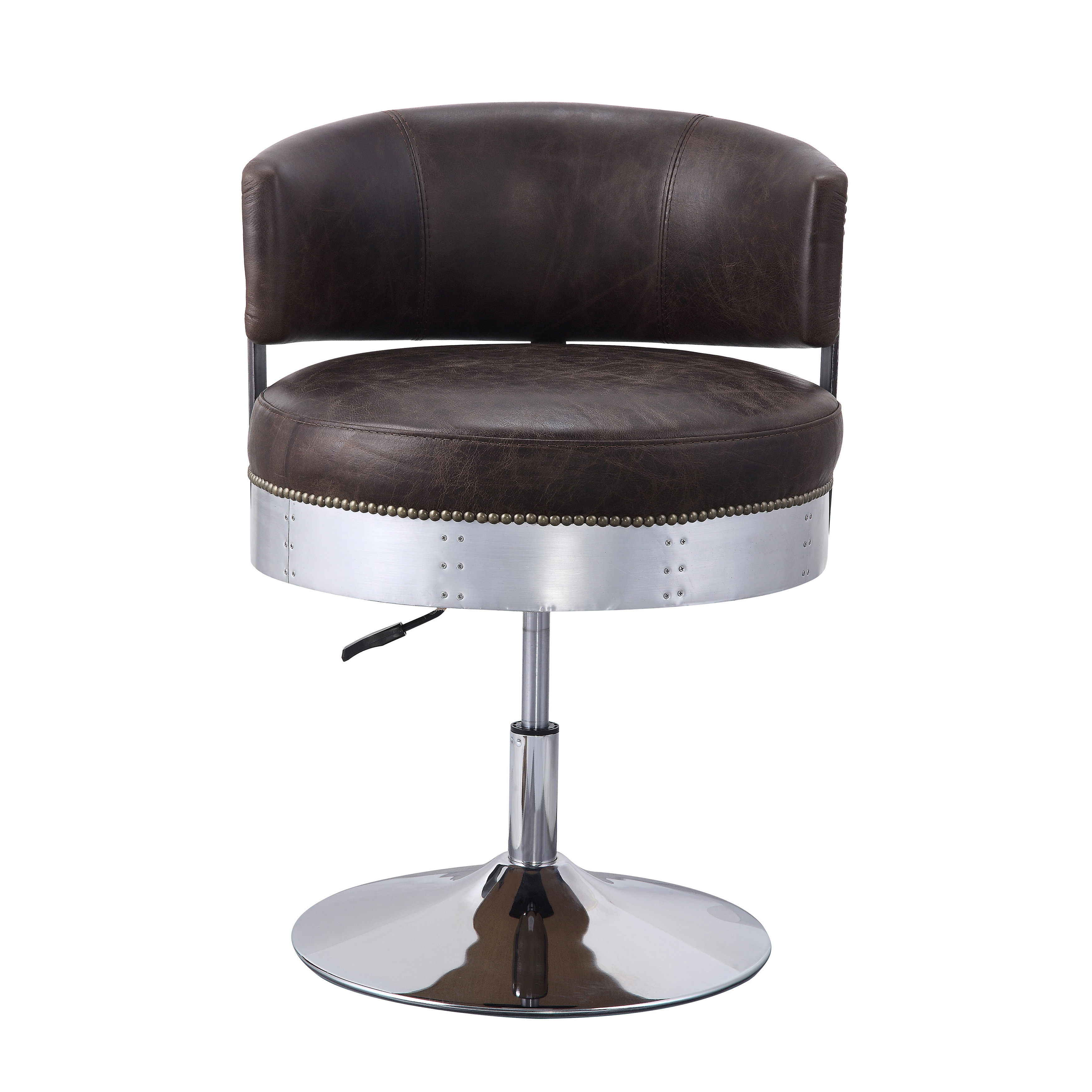 Distress Chocolate and Chrome Adjustable Swivel Stool