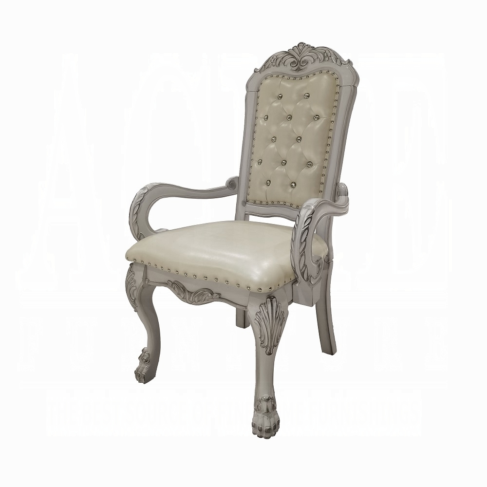 Ivory and Bone White Tufted Arm Chair (Set of 2)