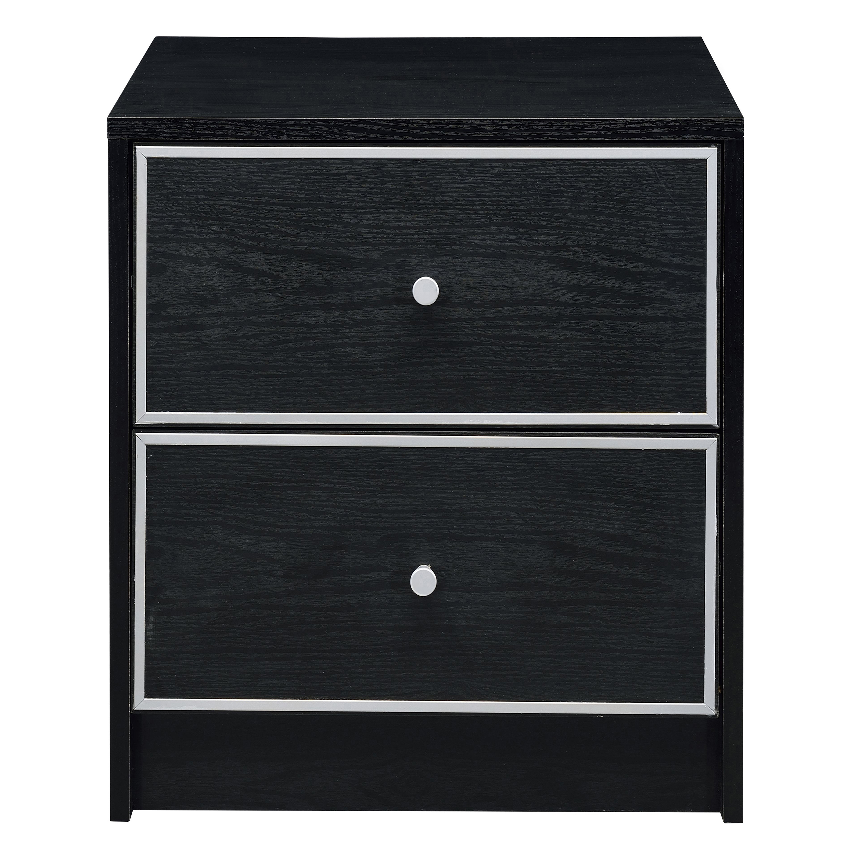 Black and Silver 2-drawer Nightstand