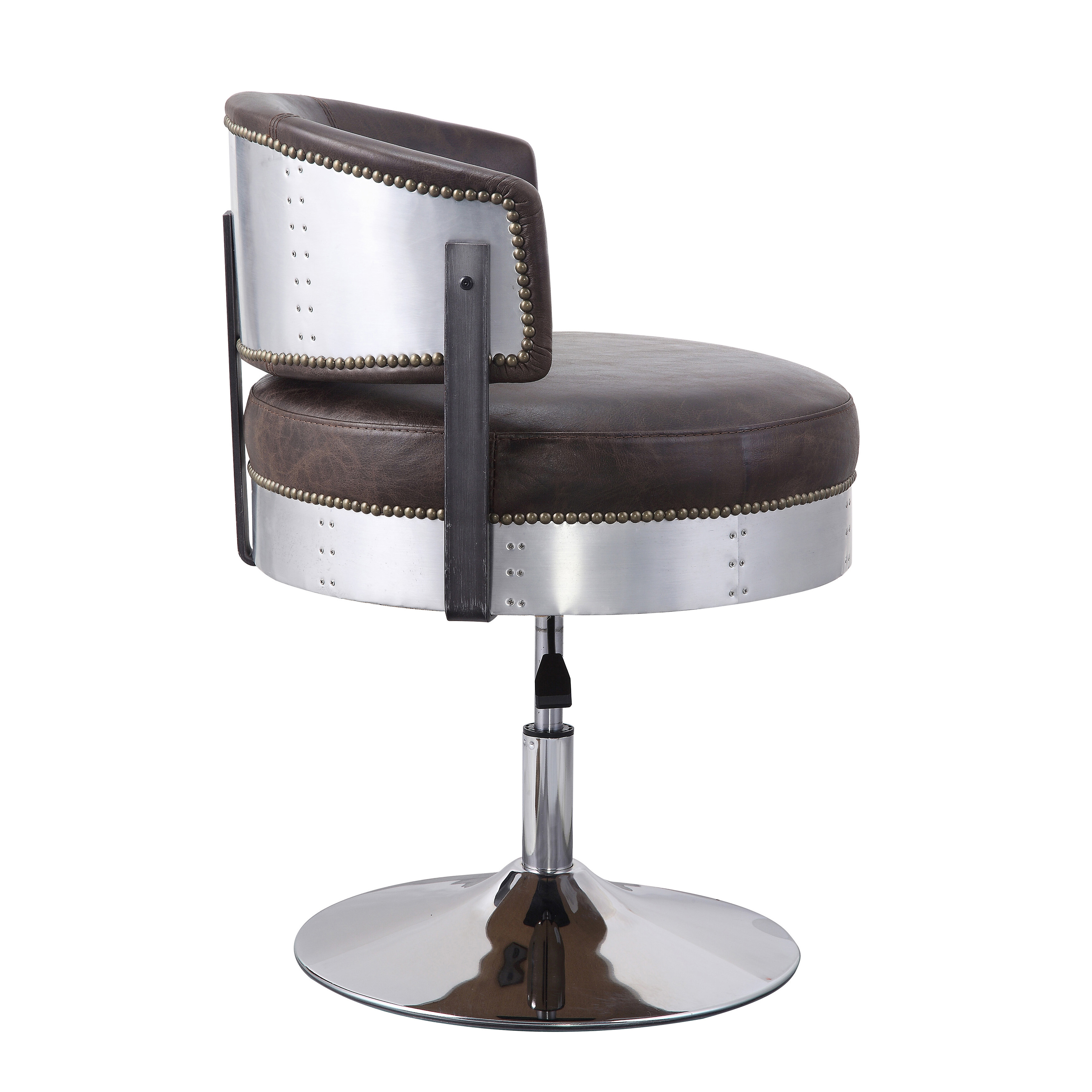 Distress Chocolate and Chrome Adjustable Swivel Stool