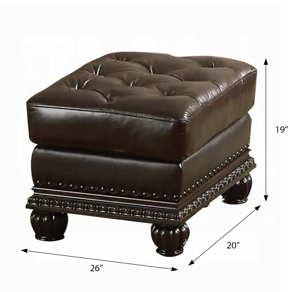 Espresso and Cherry Tufted Ottoman