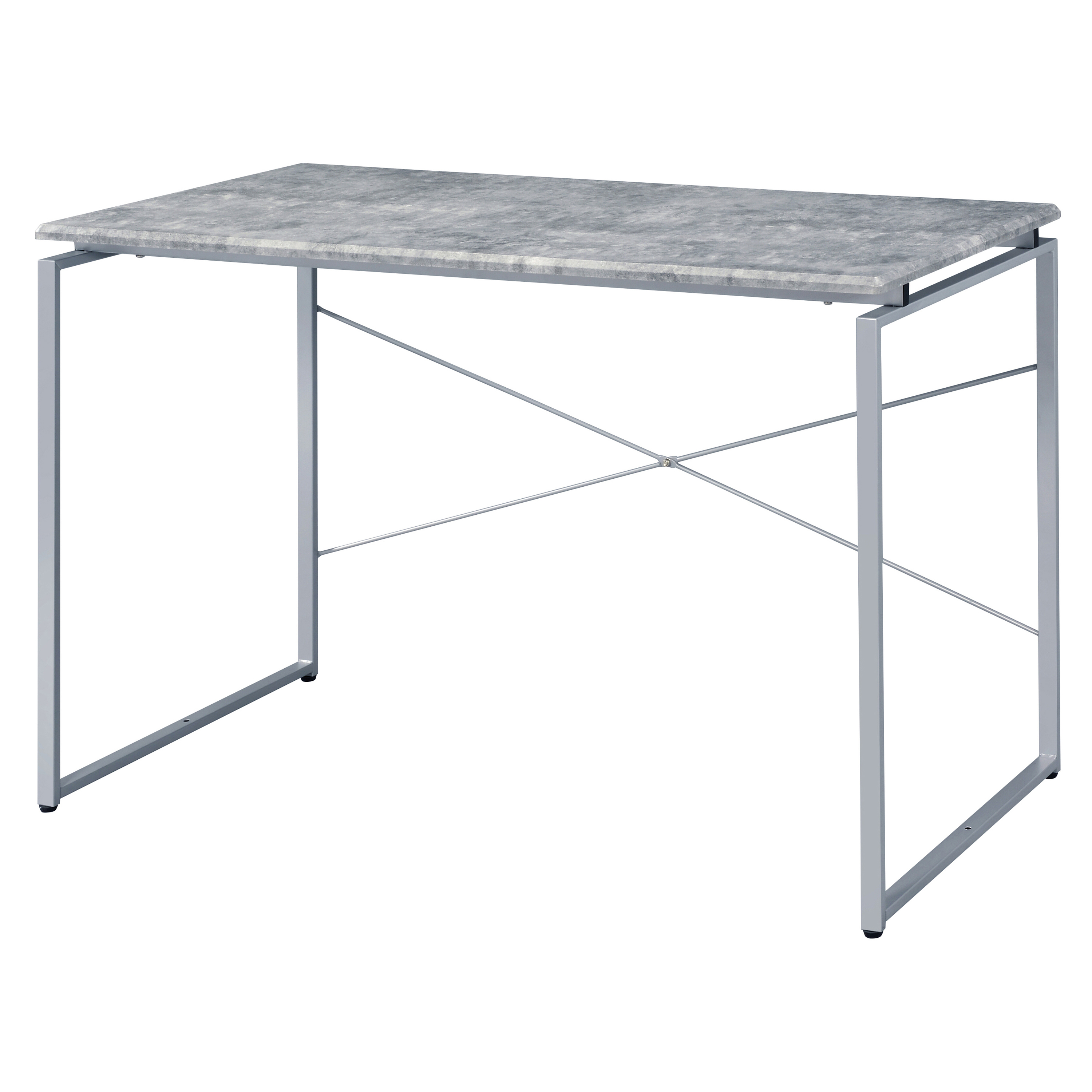 Grey and Silver Writing Desk with Metal Sled Base