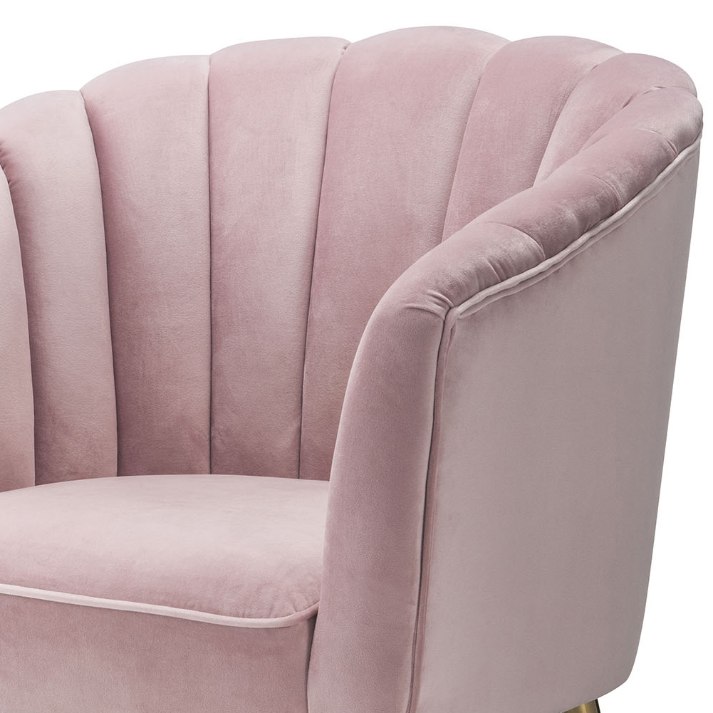 Blush Pink and Gold Tufted Accent Chair