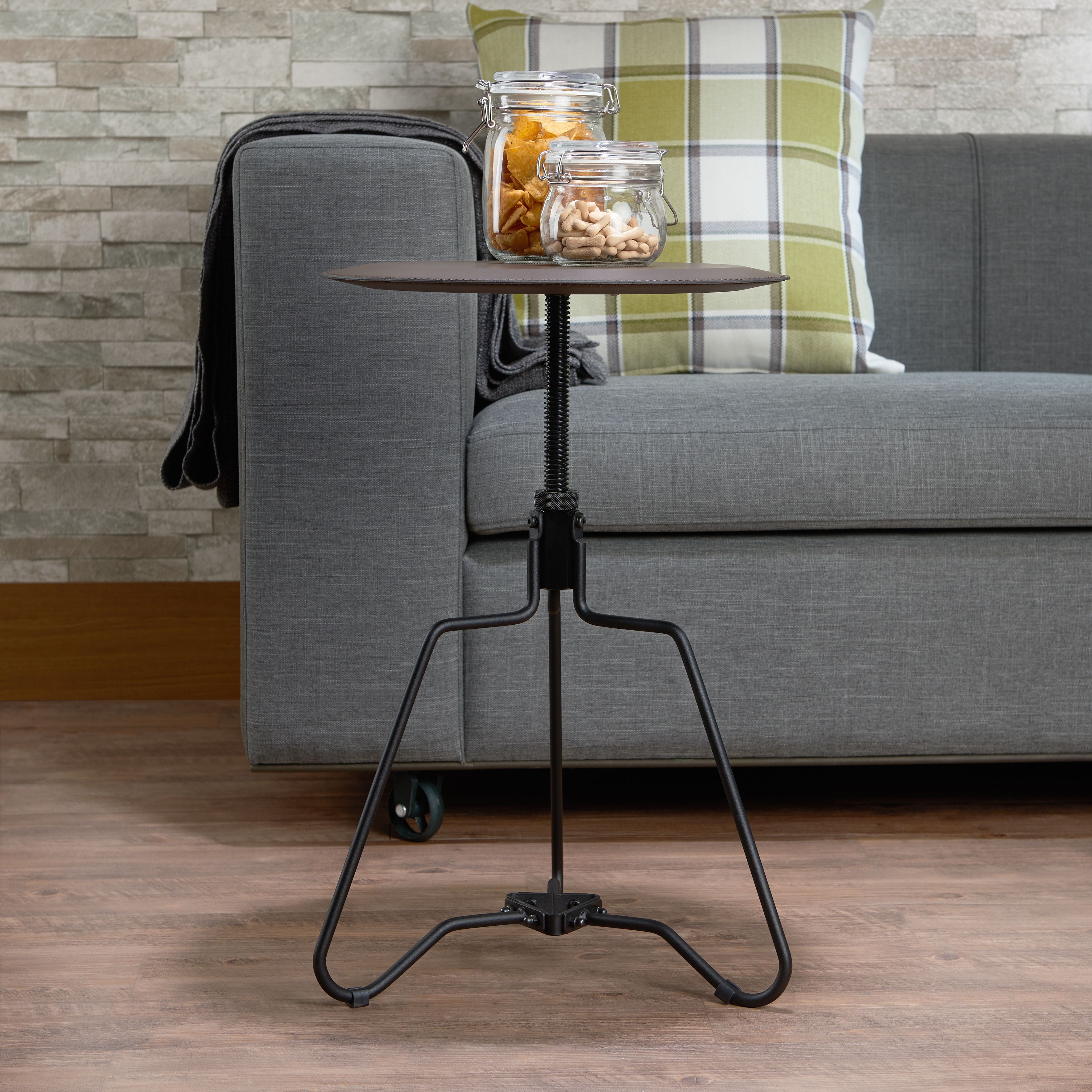 Espresso and Sandy Black End Table with Adjustable Height Top