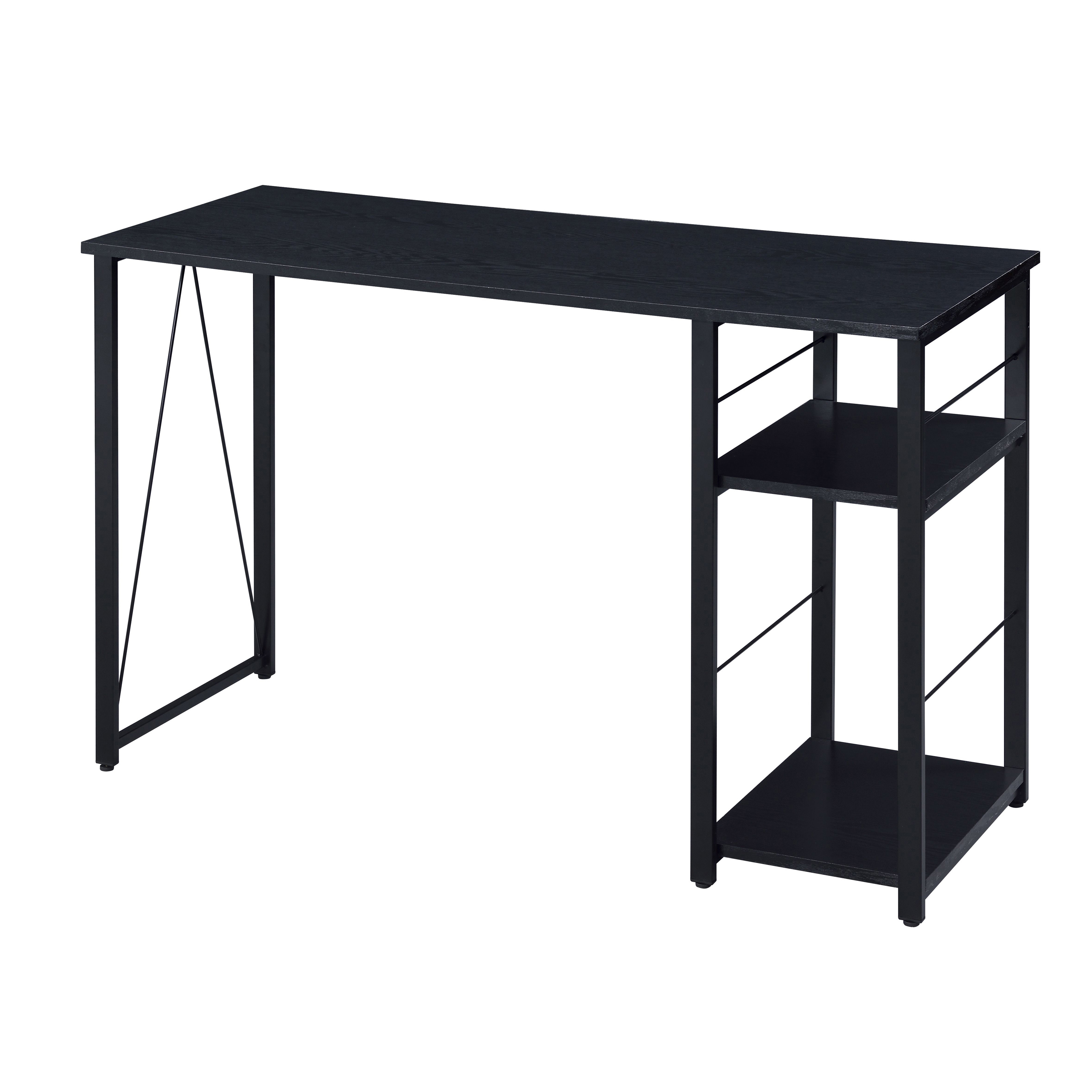 Black 2-Shelf Rectangular Writing Desk