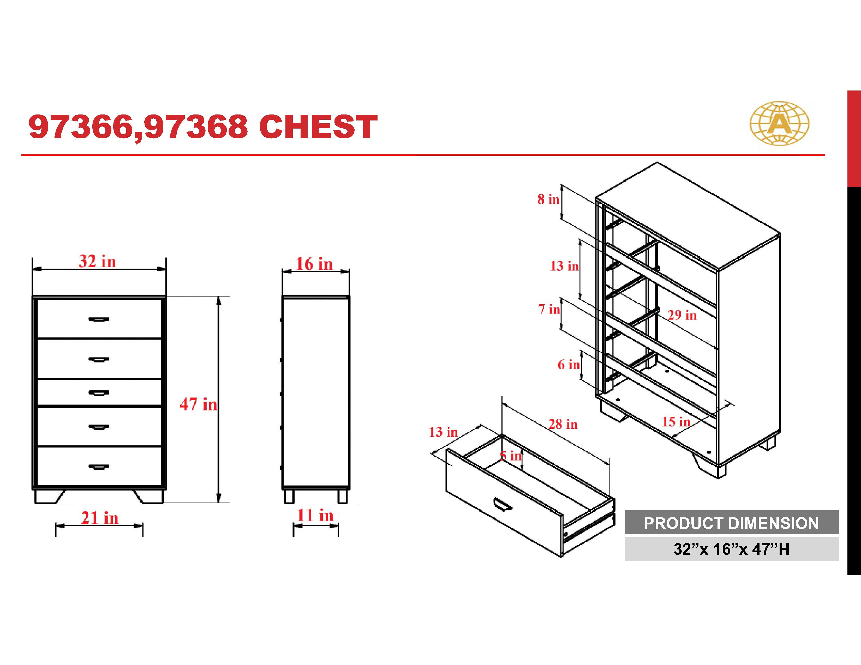 Walnut and Espresso 5-Drawer Chest