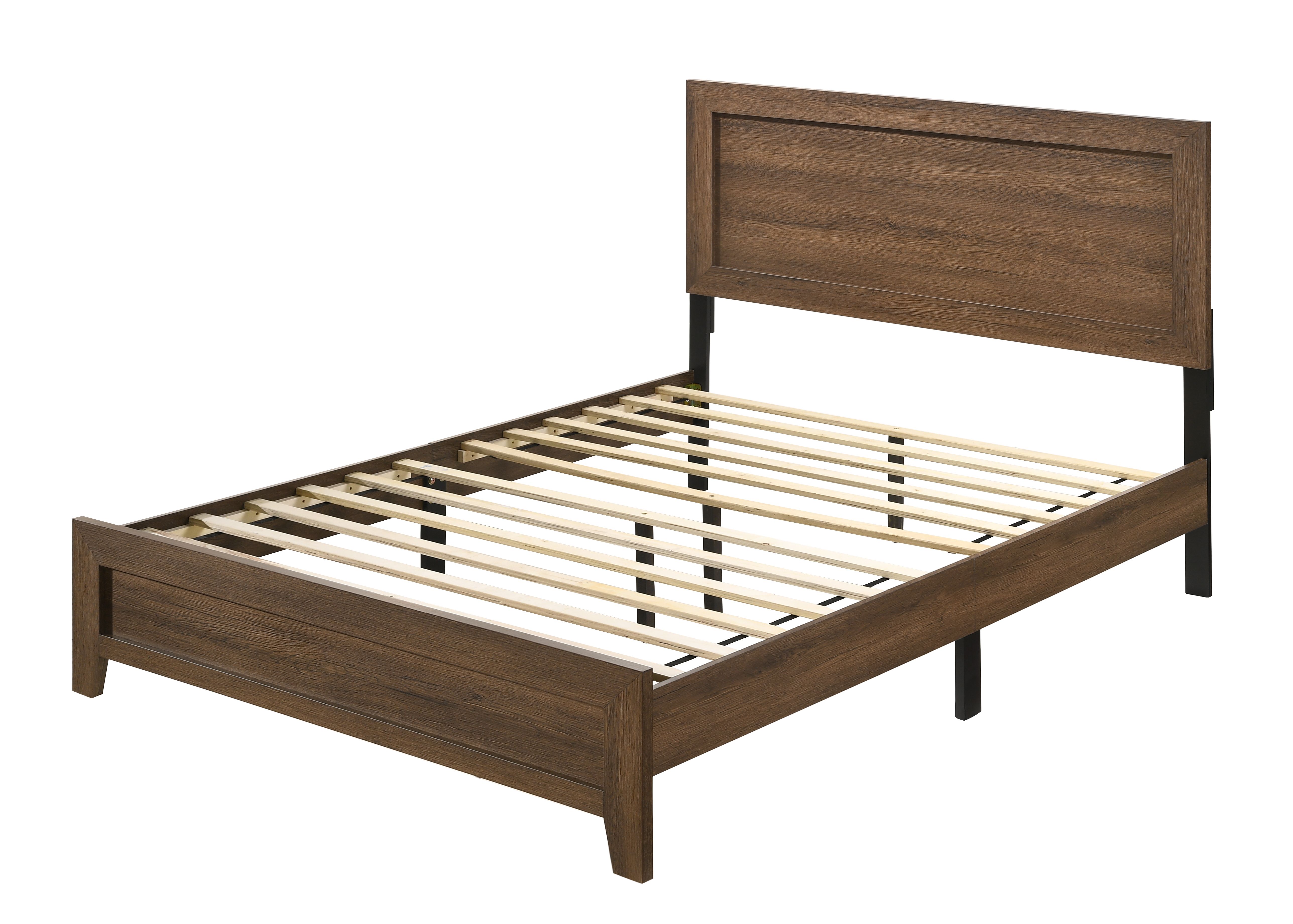 Oak Eastern King Panel Bed with Slat