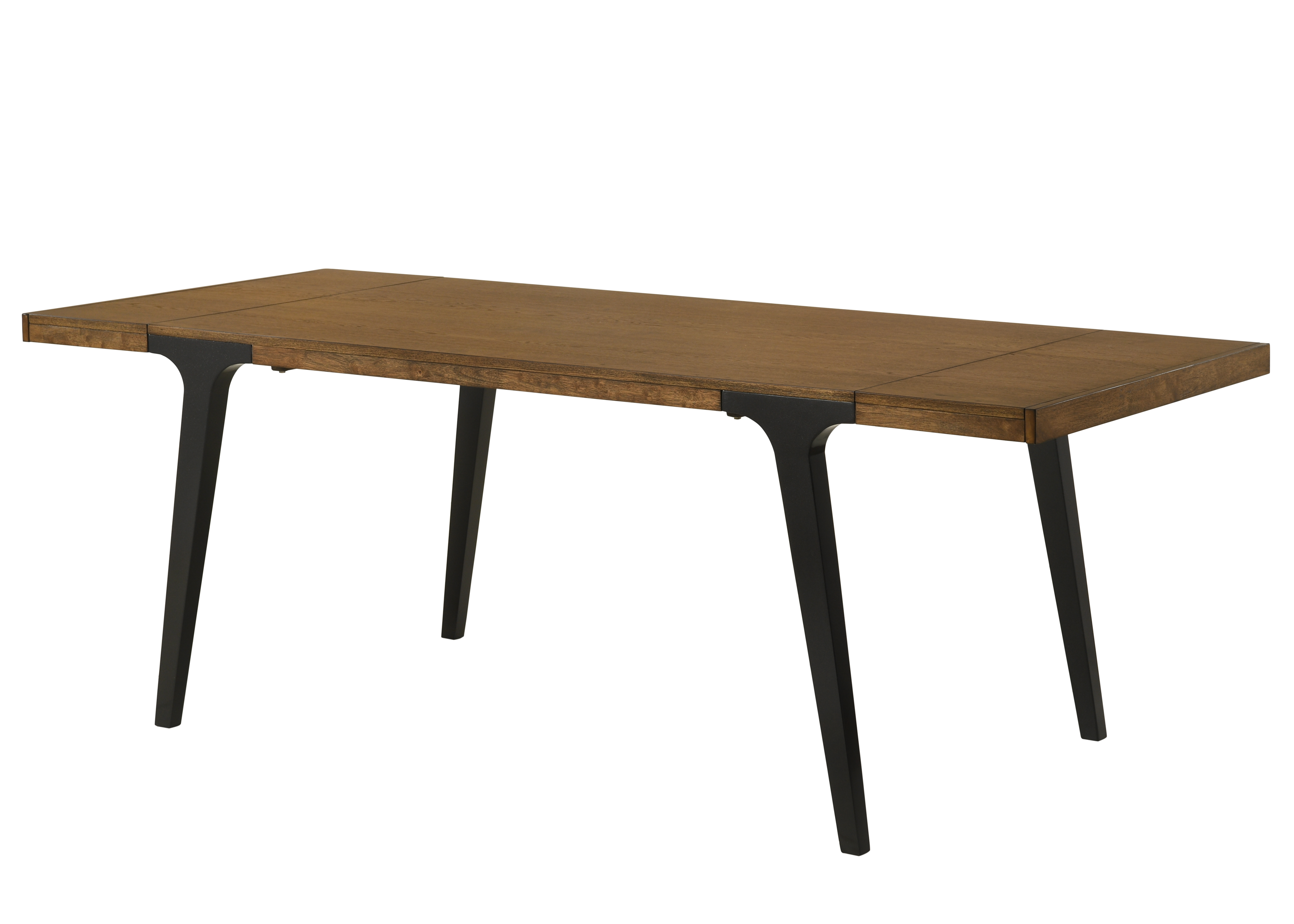 Walnut and Black Extendable Dining Table with 2 Leaf