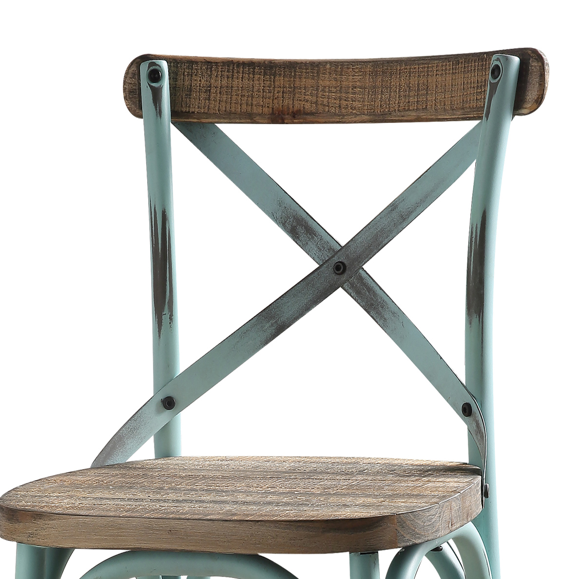 Antique Sky and Antique Oak Bar Stool with Cross Back