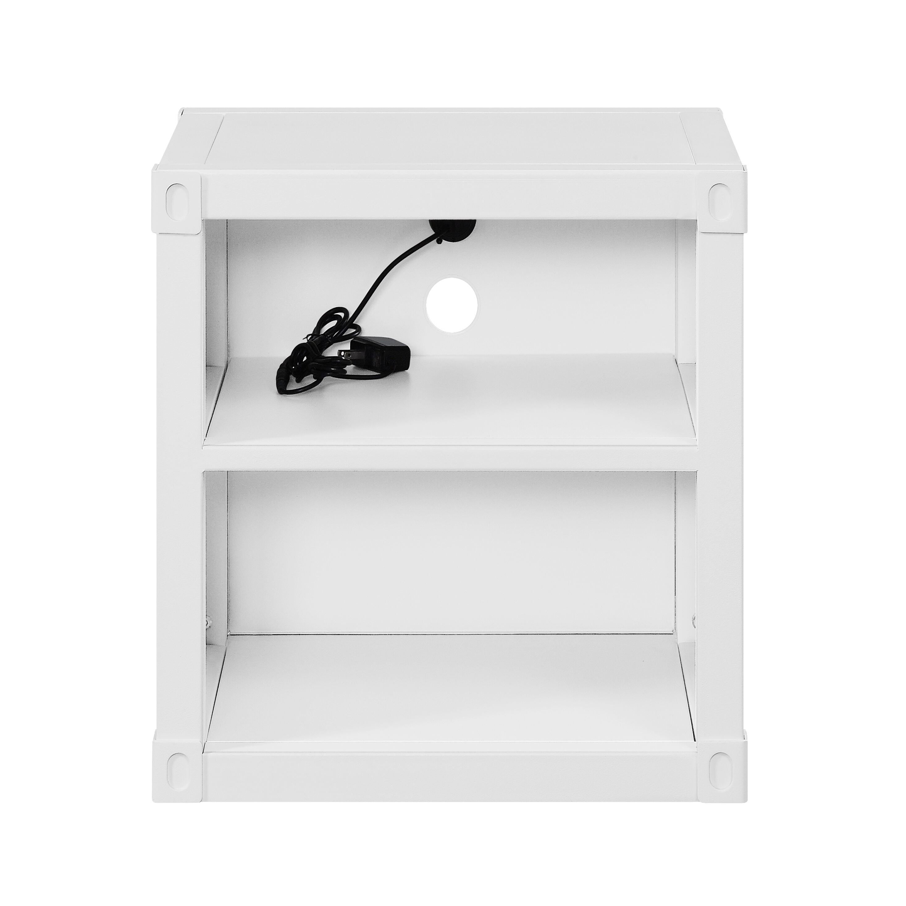 White Nightstand with Open Shelf