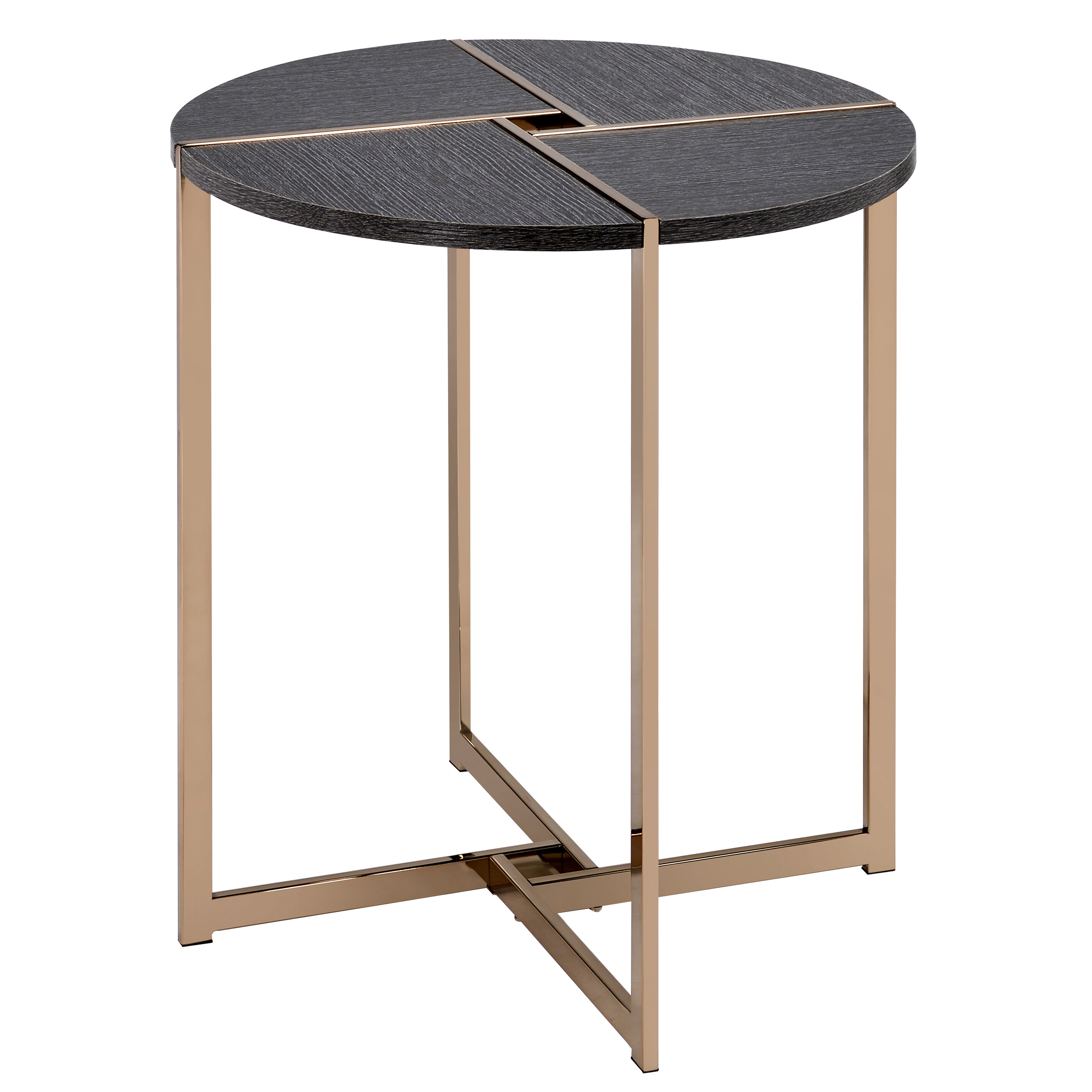 Black and Champagne Round End Table