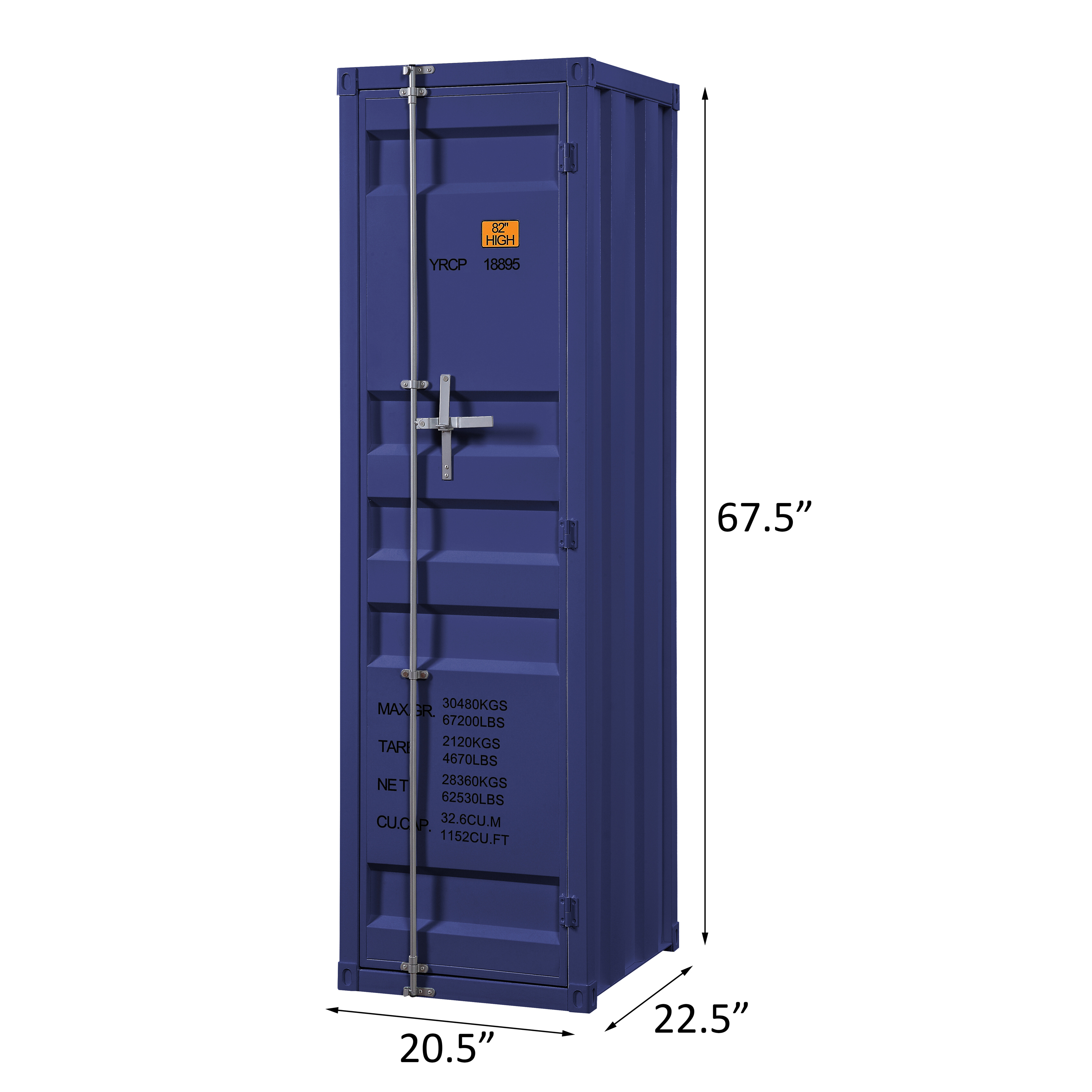 Blue Wardrobe with Full-length Container Lock