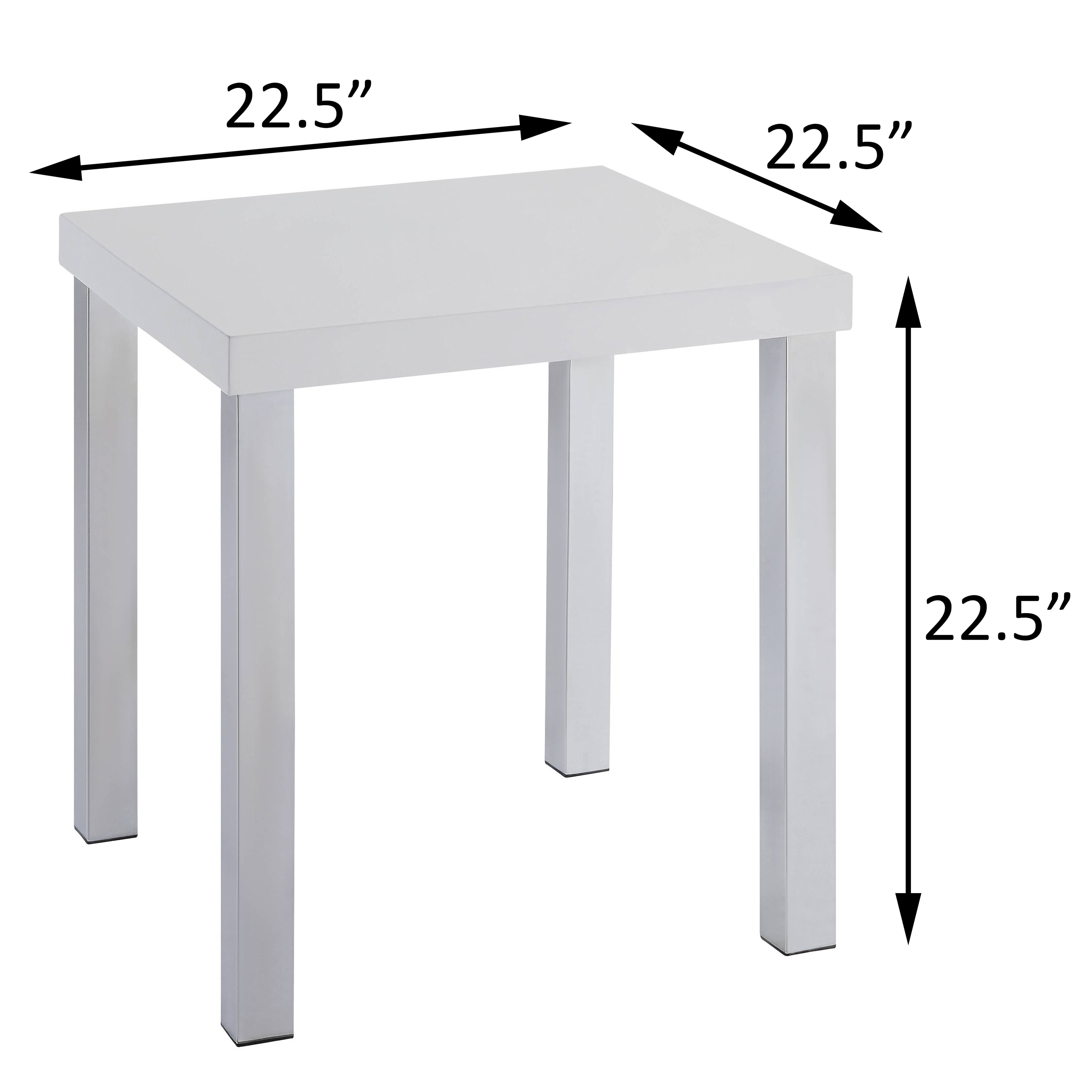 White High Gloss and Chrome End Table