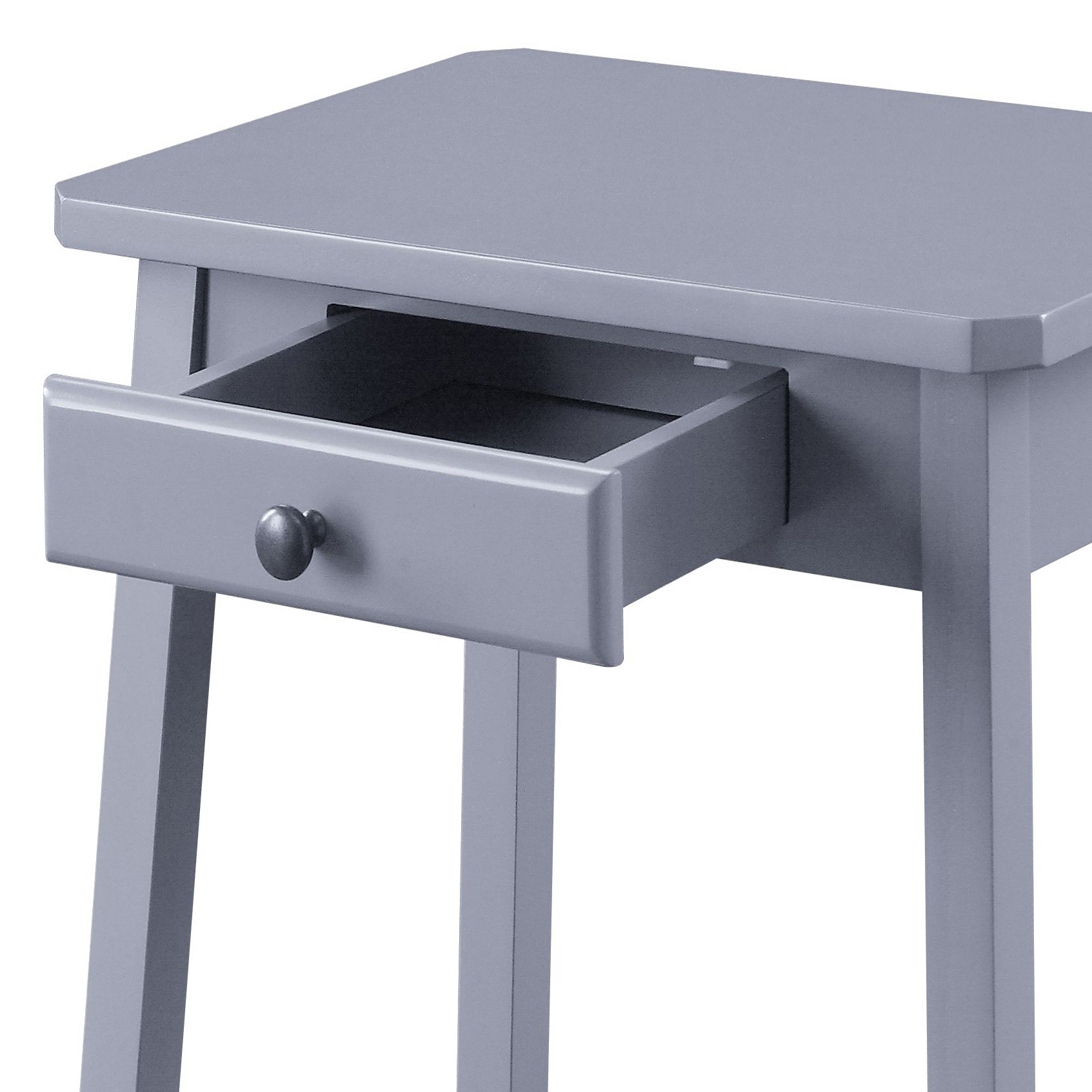 Grey End Table with Bottom Shelf