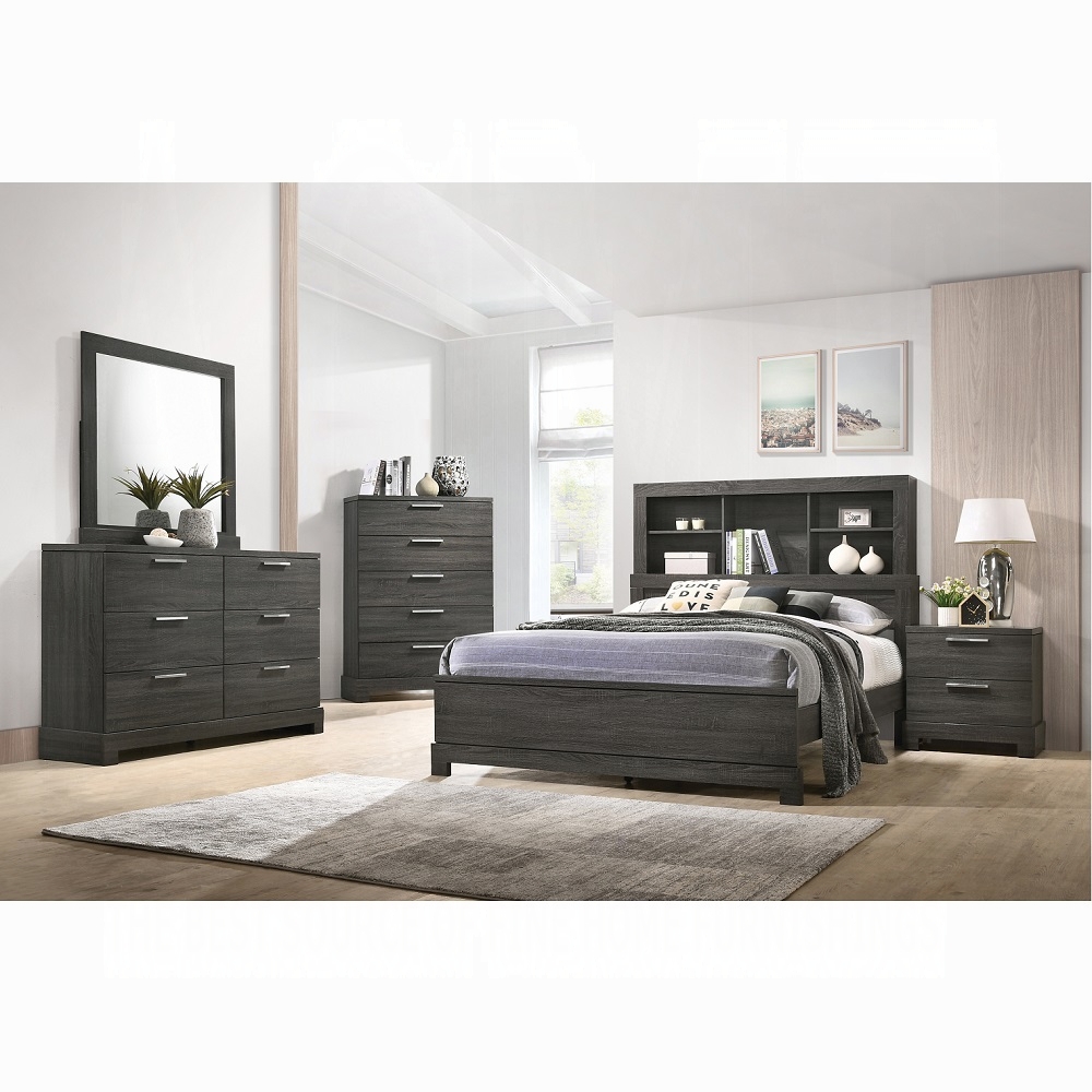 Grey Oak 2-Drawer Nightstand