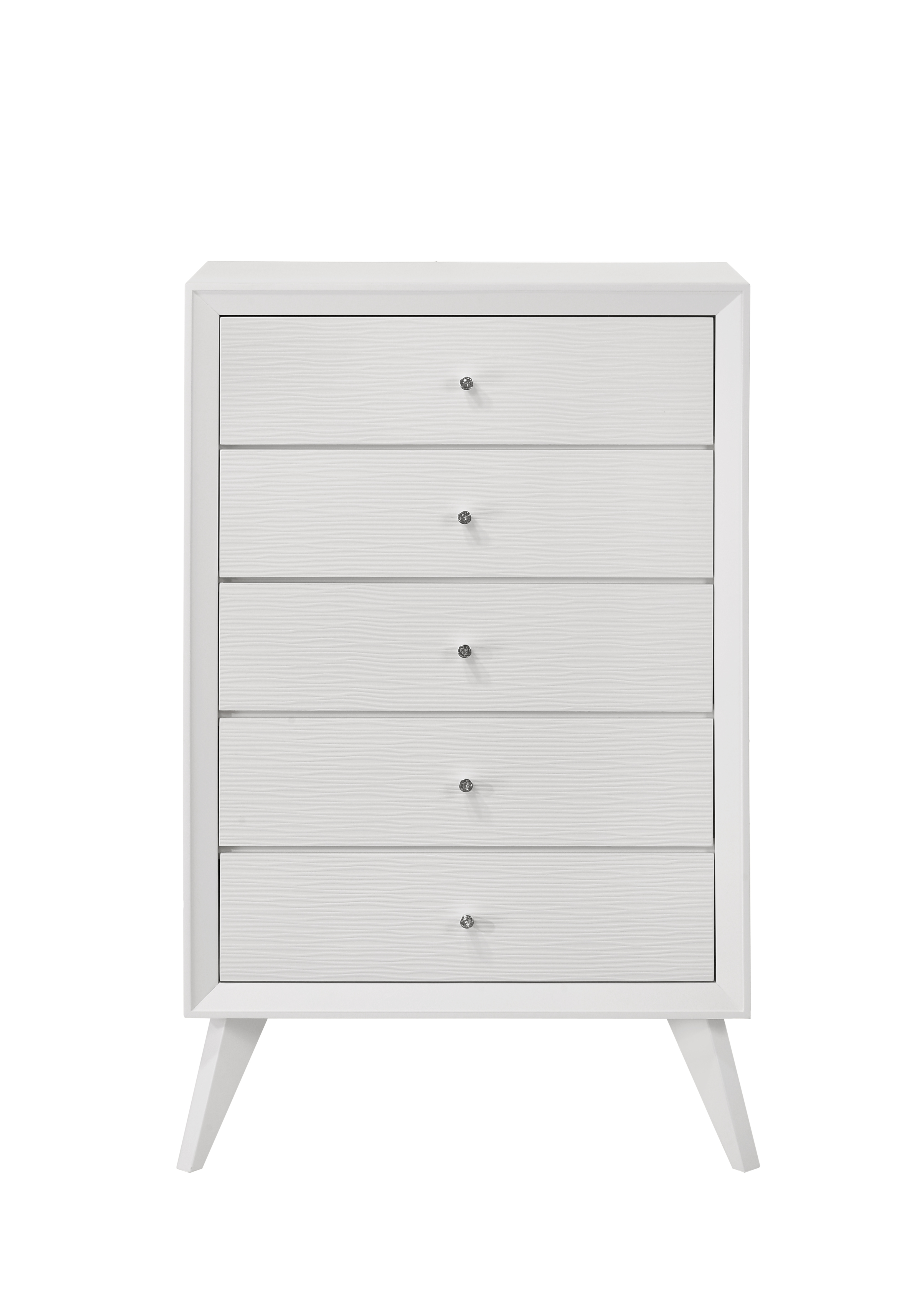 White 5-Drawer Chest with Tapered Legs