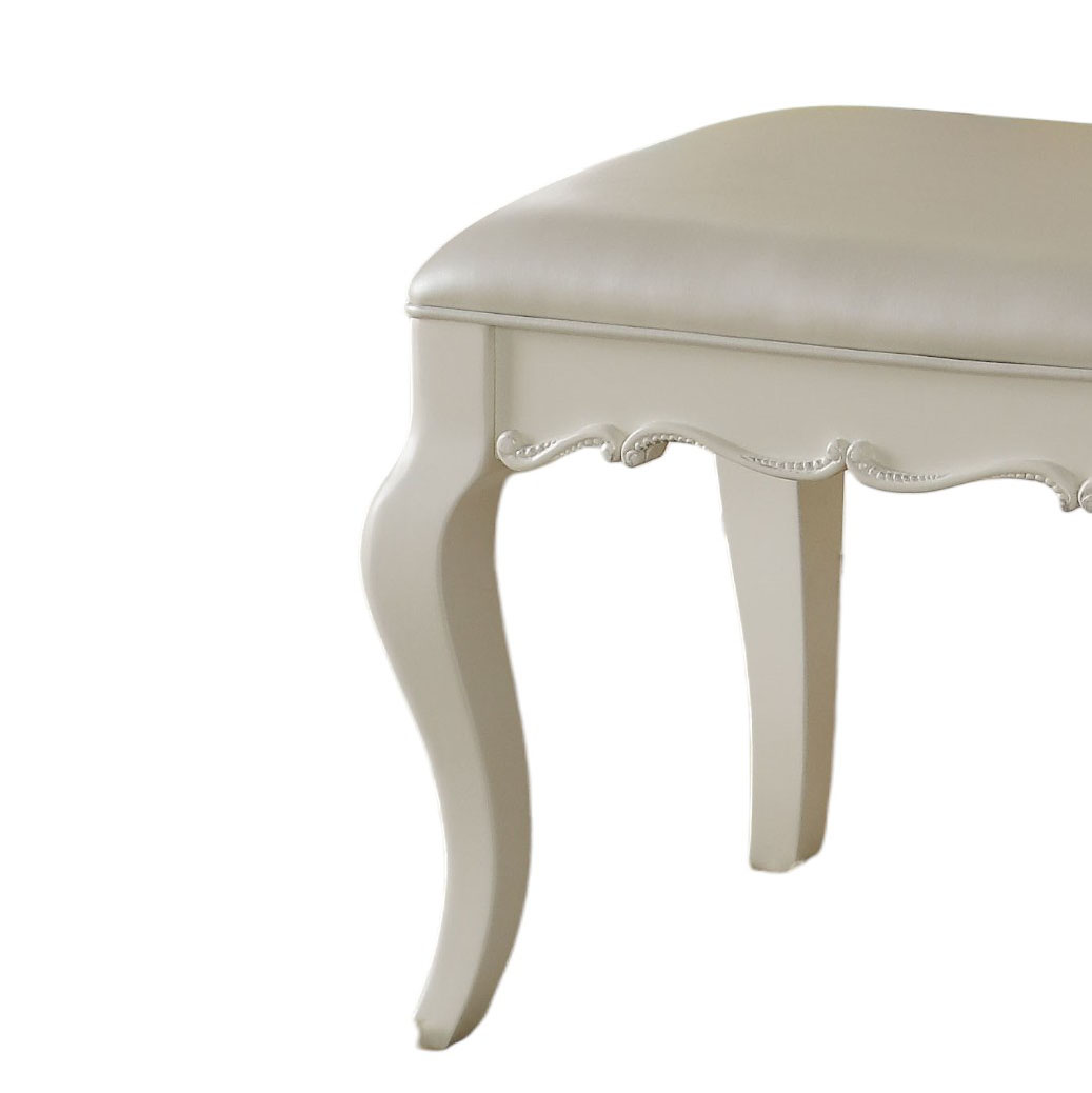 Pearl and Pearl White Padded Vanity Stool