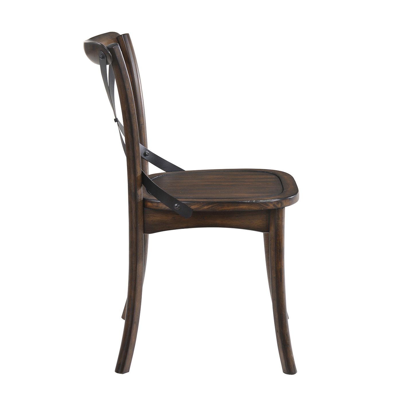 Dark Oak and Black Side Chair with X Shape Back (Set of 2)