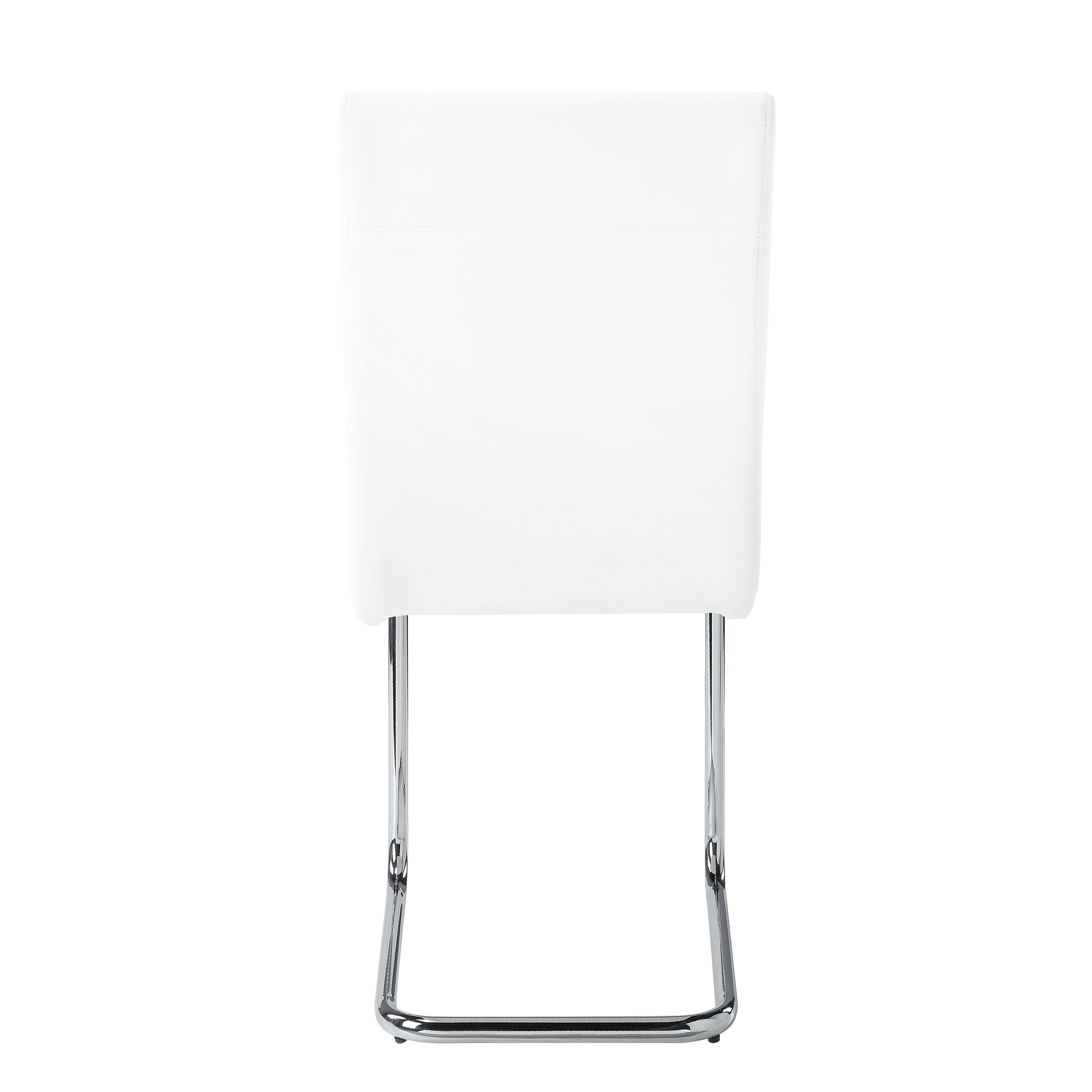 White and Chrome Side Chairs with Metal Sled Base (Set of 2)