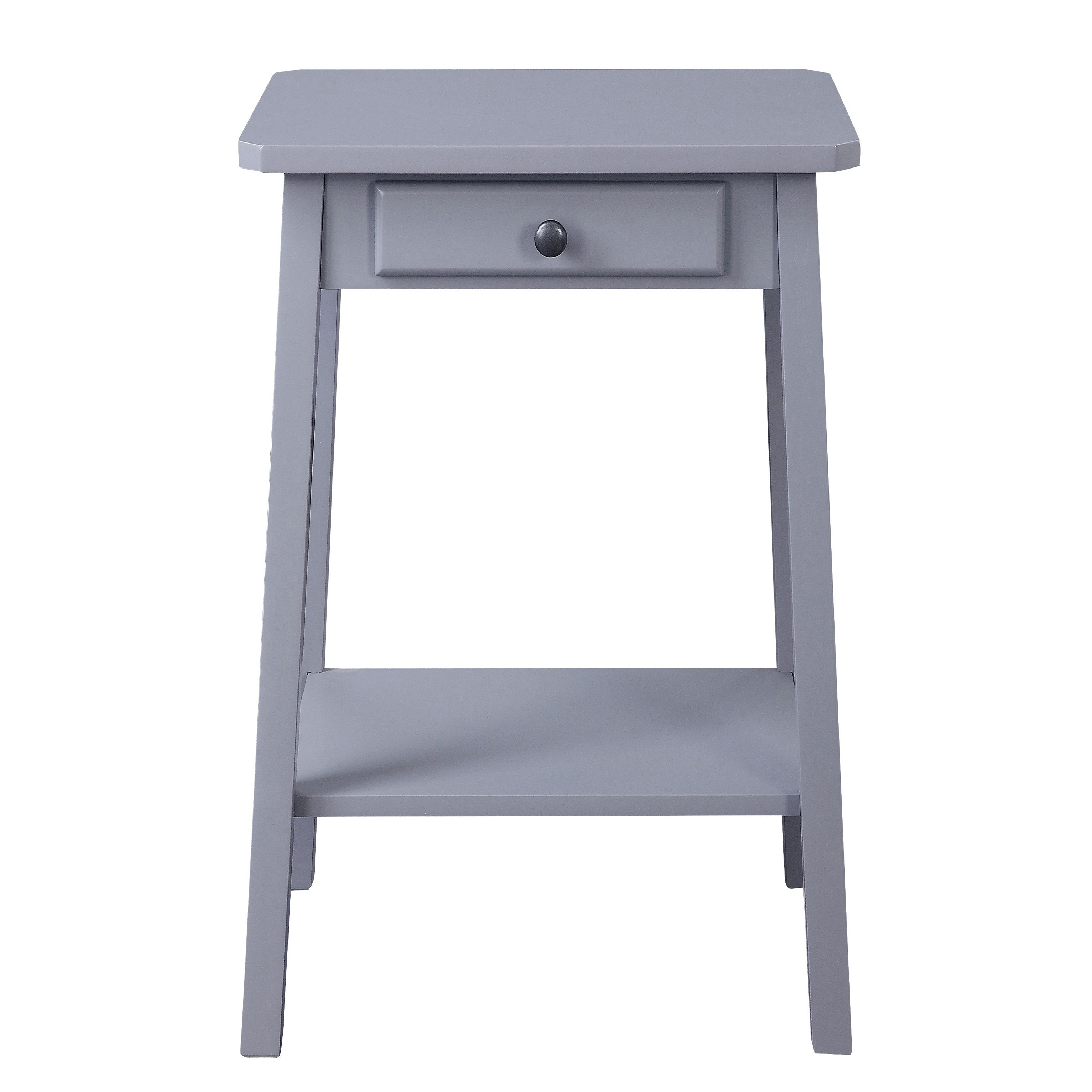 Grey End Table with Bottom Shelf