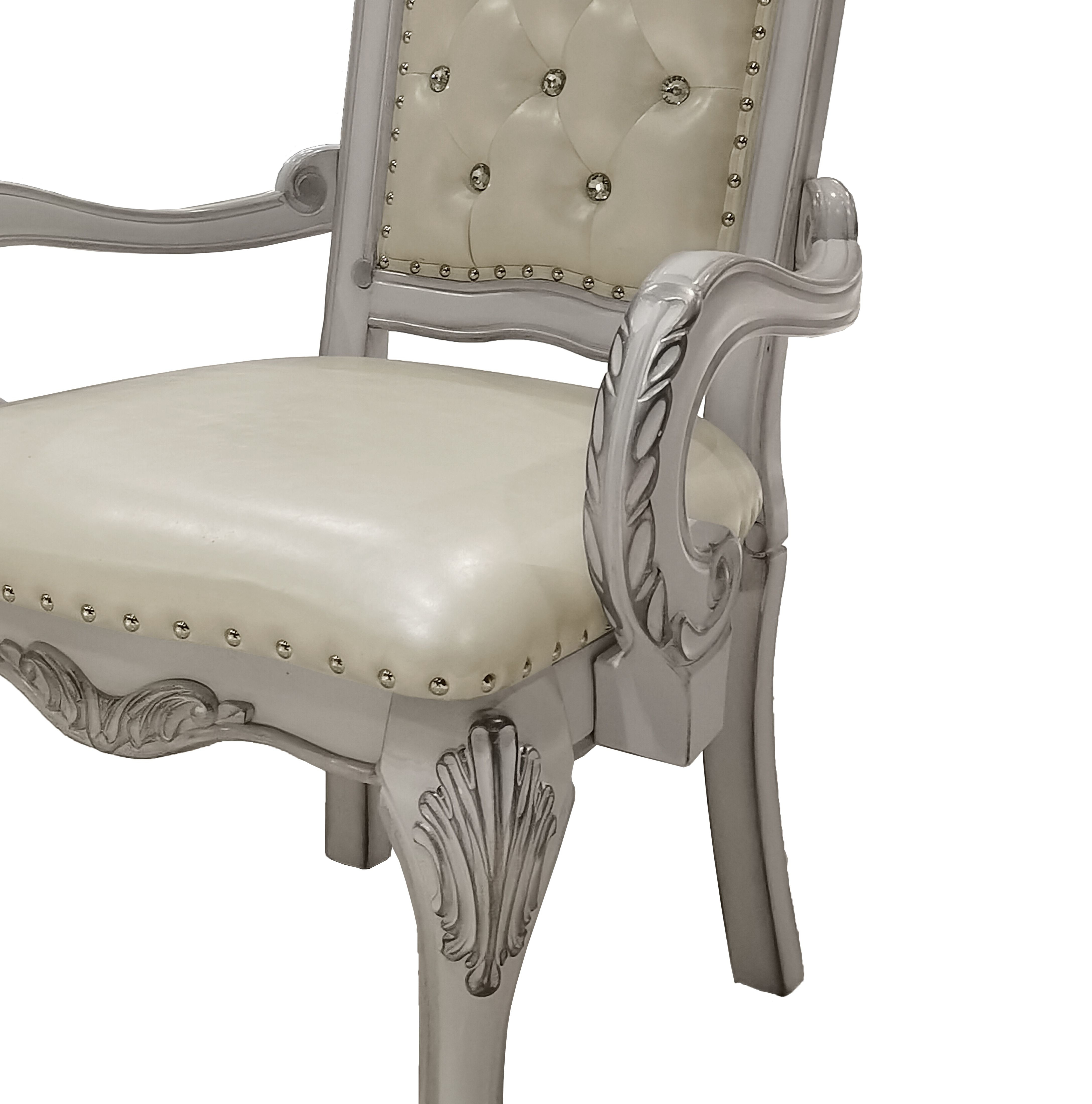 Ivory and Bone White Tufted Arm Chair (Set of 2)