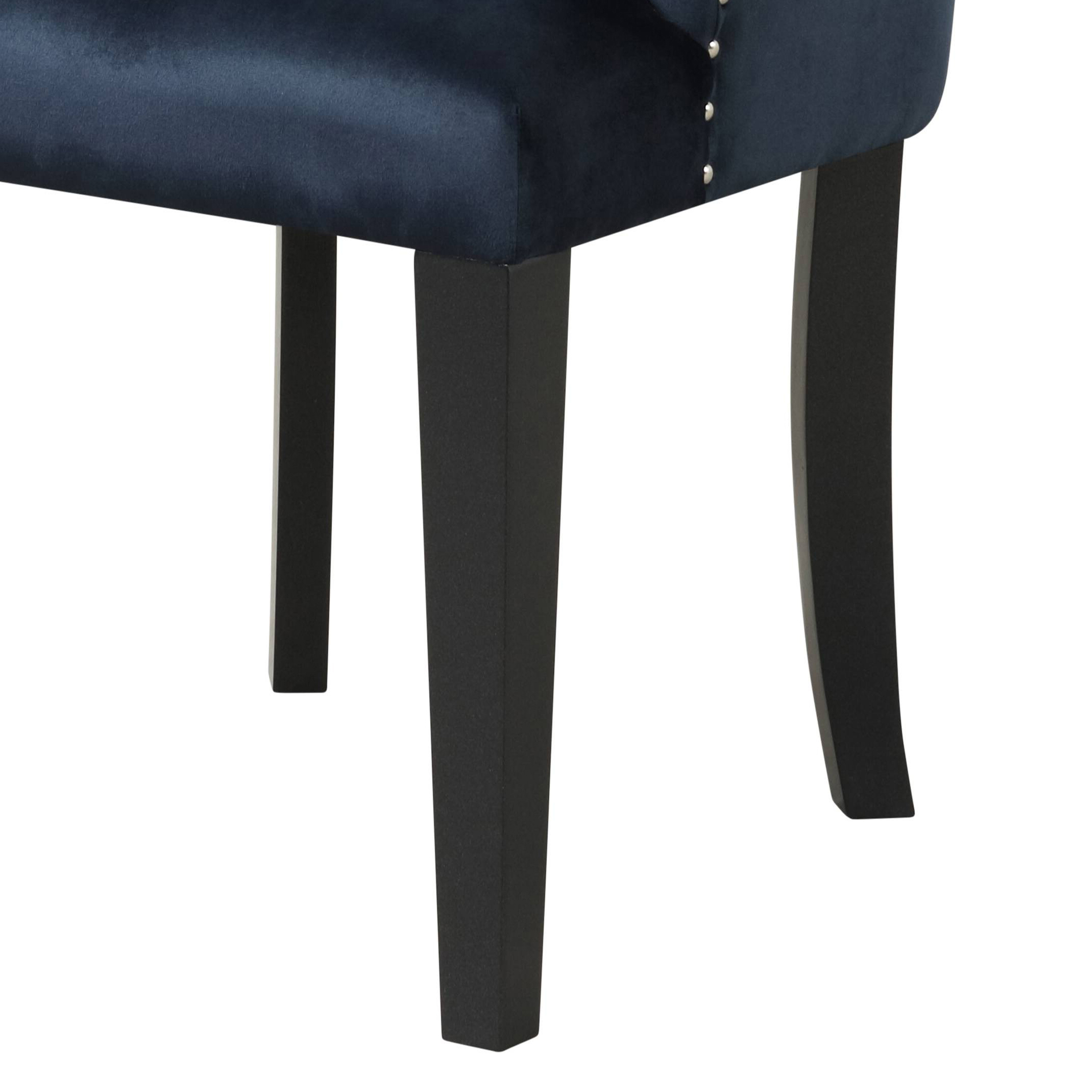 Dark Navy and Black Tufted Back Arm Chair