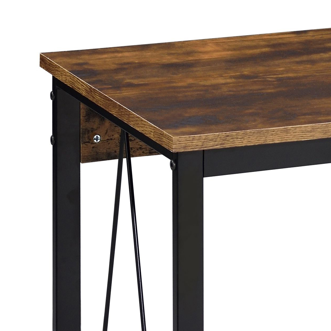 Weathered Oak and Black 47.5" Writing Desk with Metal Sled Base