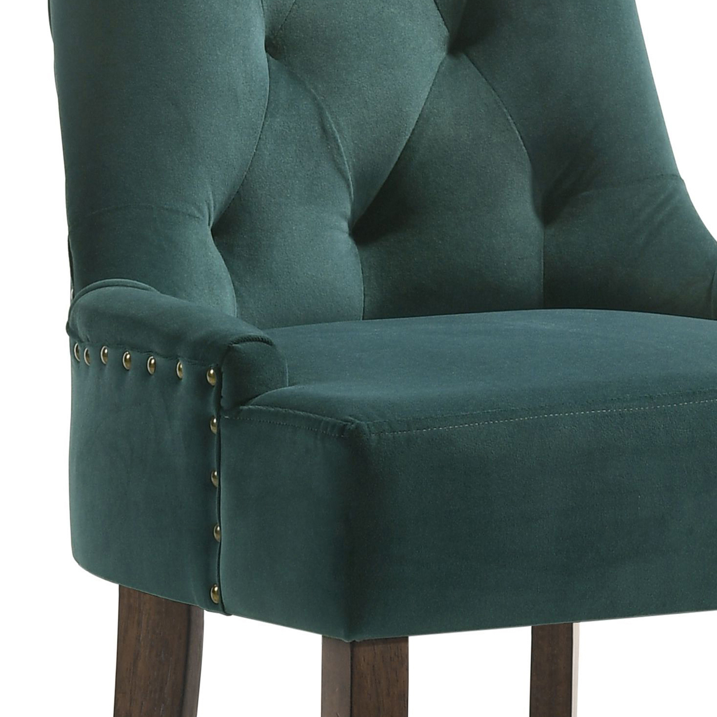 Green and Weathered Oak Tufted Back Side Chairs (Set of 2)